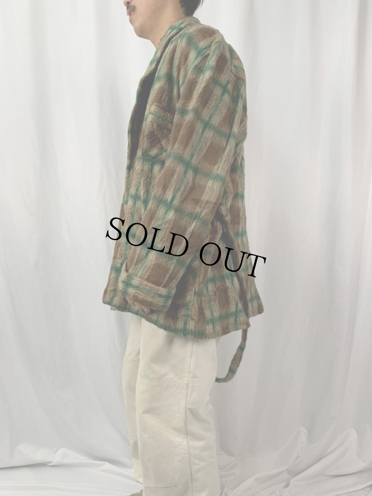 画像3: Damart チェック柄 サーモラクティル シャギーガウン (3)