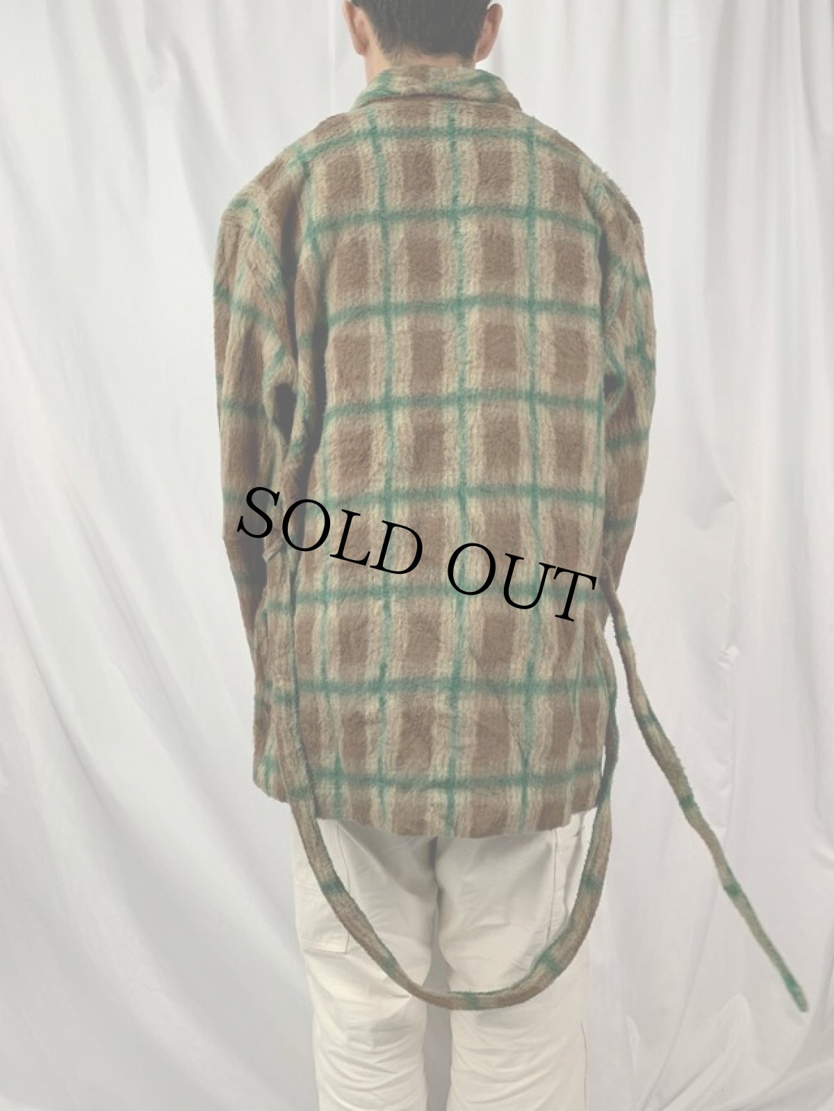 画像4: Damart チェック柄 サーモラクティル シャギーガウン (4)