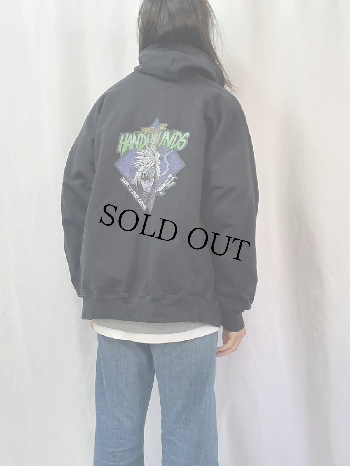 画像4: "NIGHT OF THE HANDHUNDS" イラストプリント フルジップパーカー XL (4)