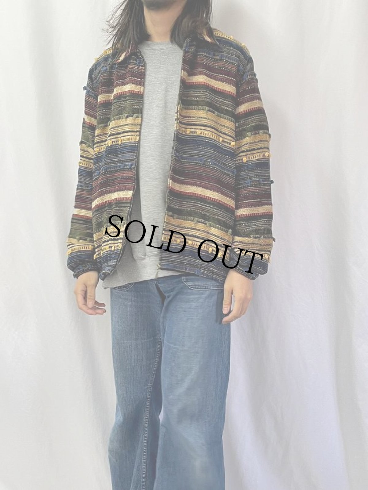 画像2: ALFRED DUNNER 3Dデザイン 柄織り ジップジャケット (2)