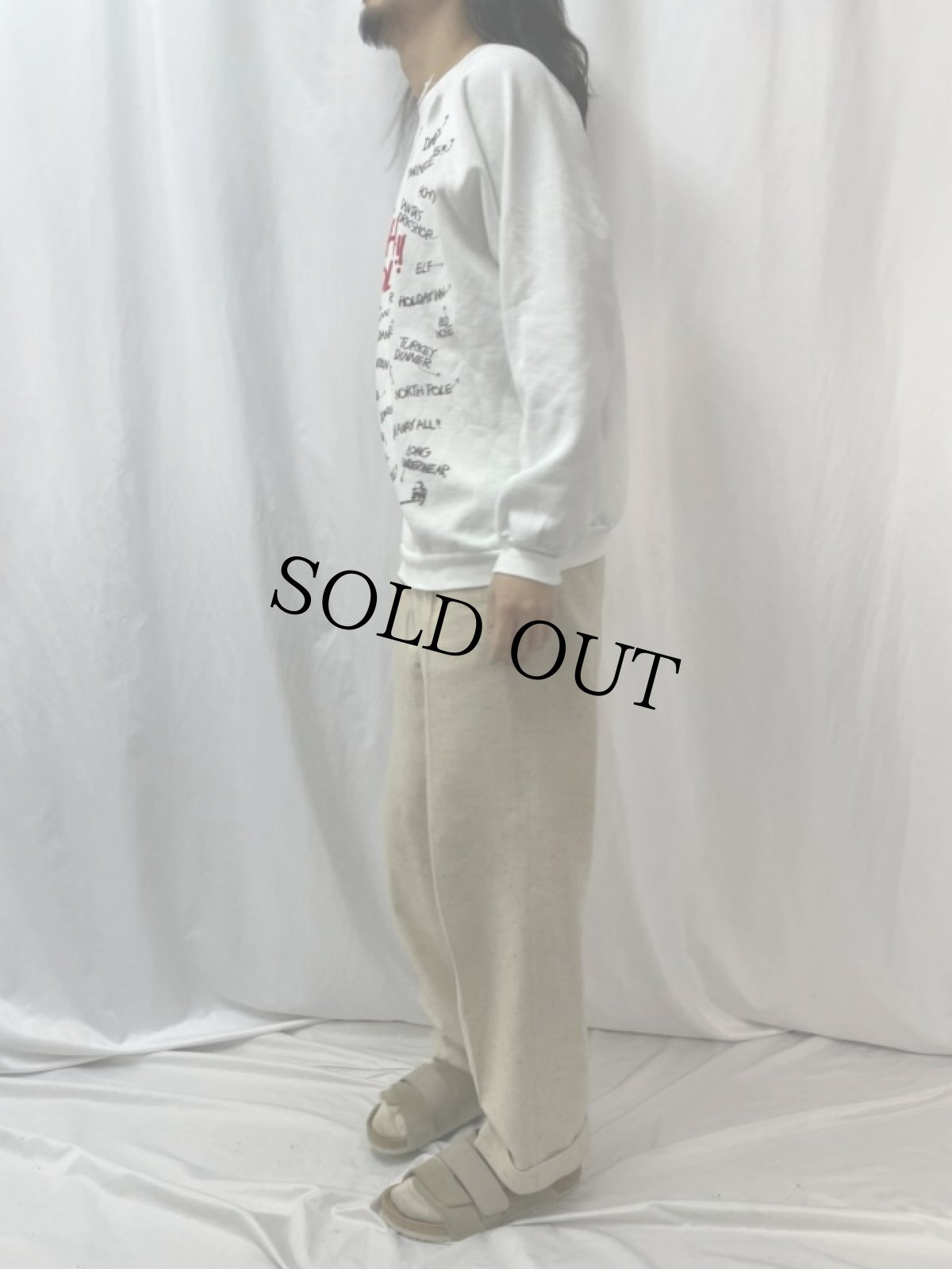 画像3: 90's USA製 "HAPPY HOLIDAYS!!" 発泡プリントスウェット XL (3)