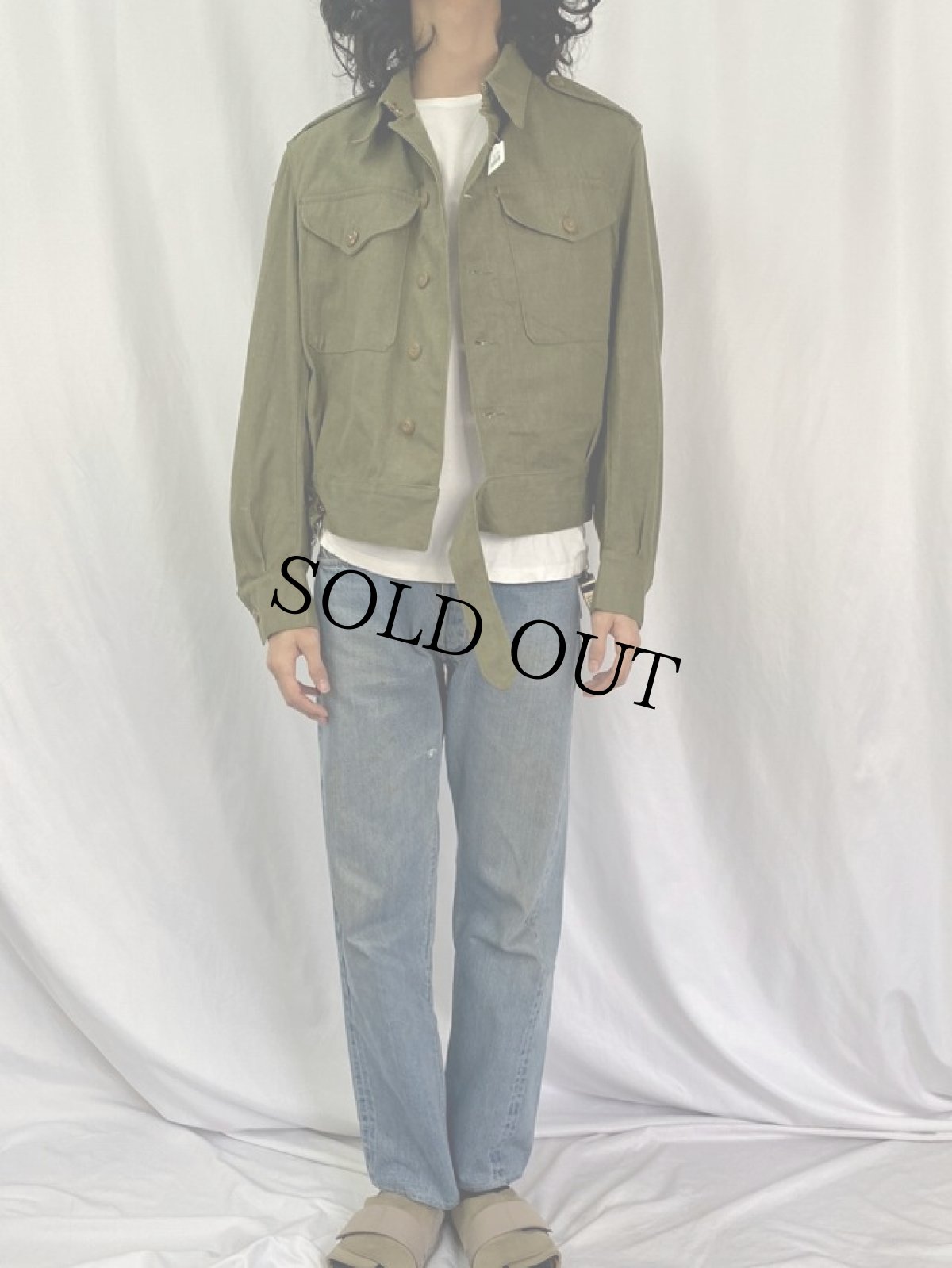 画像2: 50's BRITISH ARMY グリーンデニム BATTLEDRESS JACKET 7 (2)