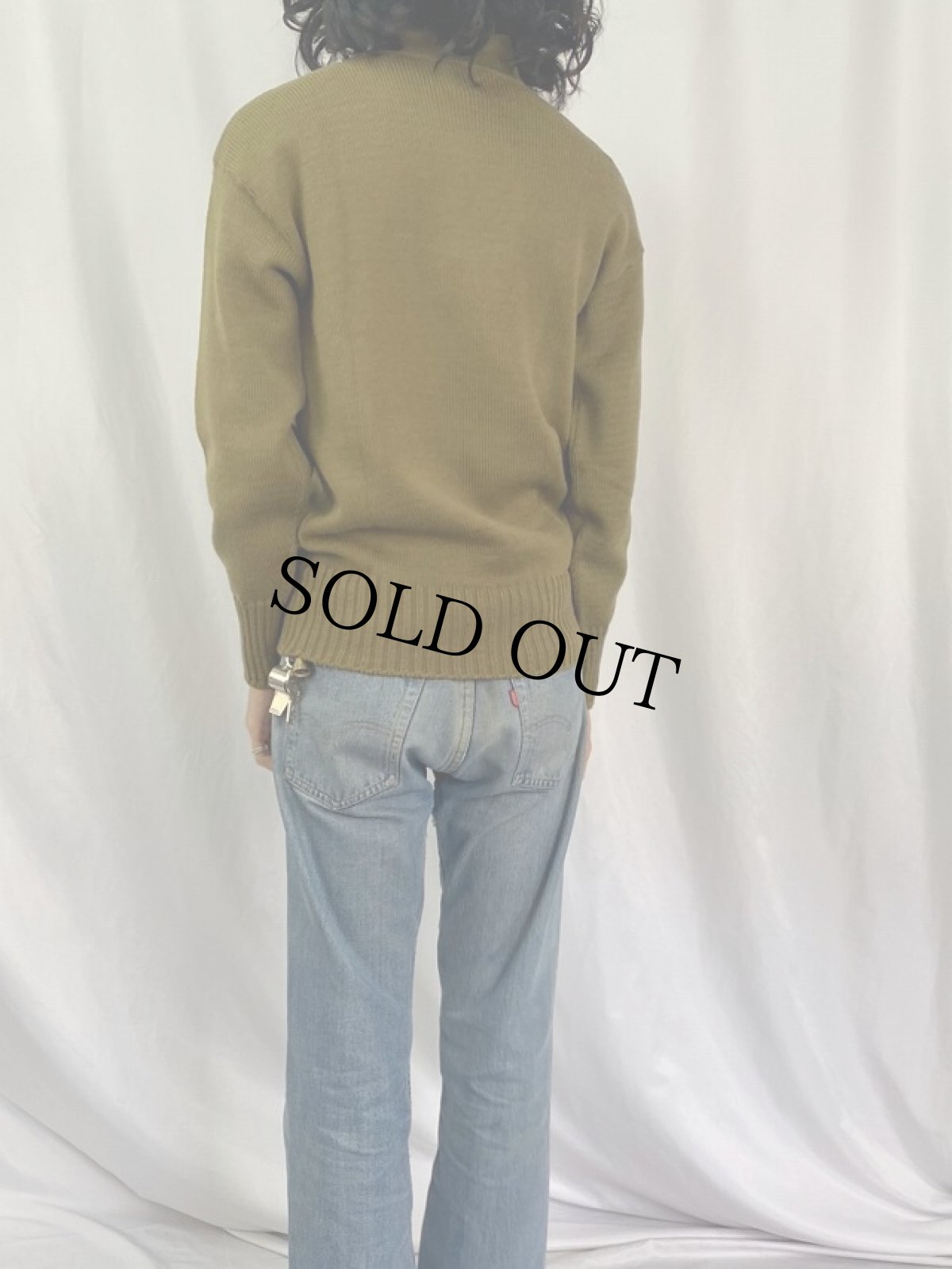 画像4: 40's U.S.ARMY 5つボタン ジープセーター LARGE (4)