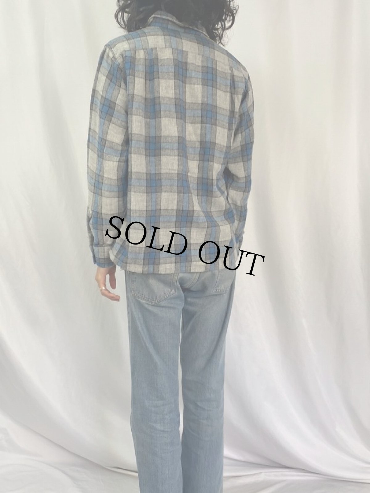 画像4: 60's VAN HEUSEN チェック柄 アクリル×ウールシャツ M (4)