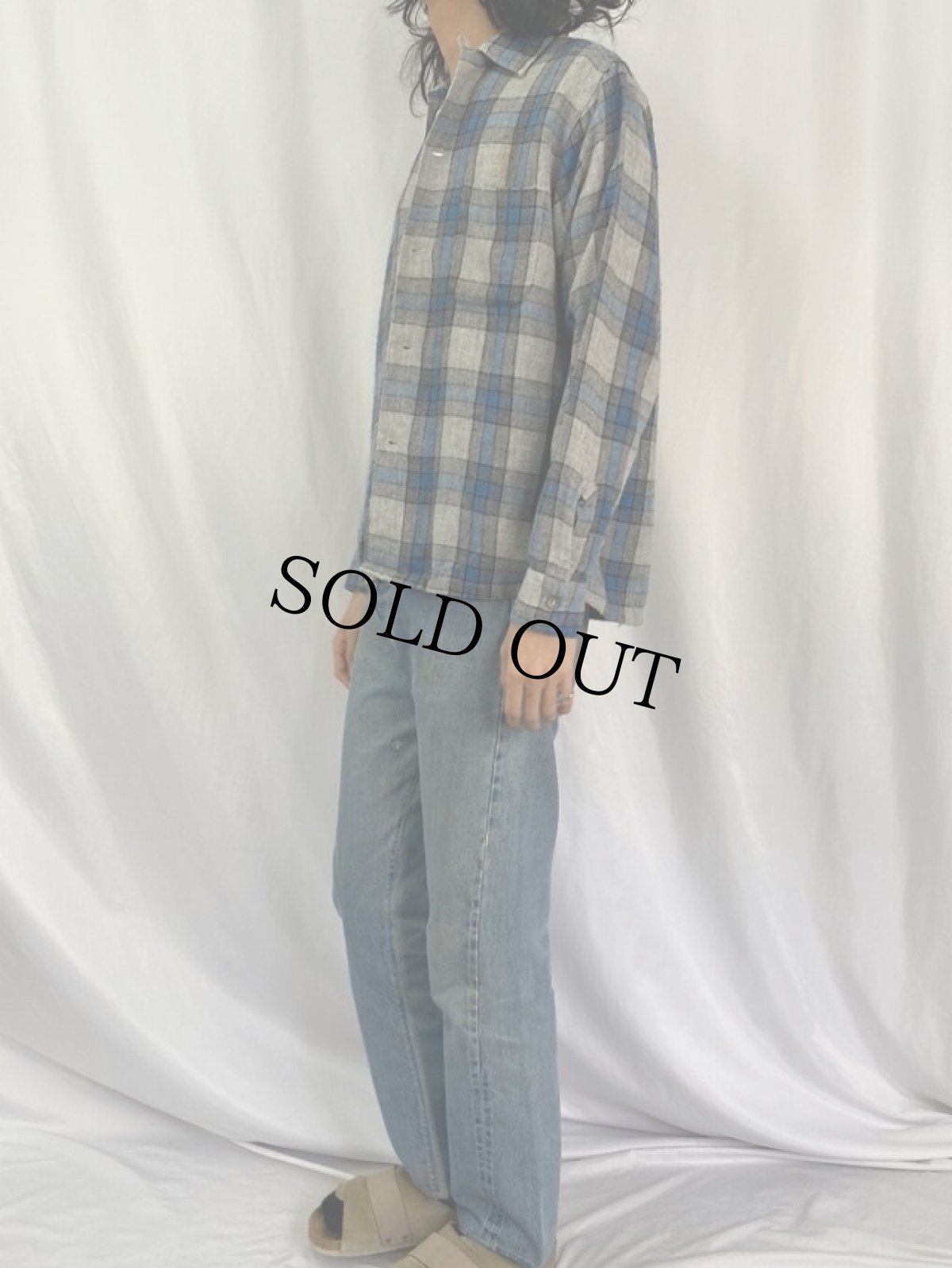 画像3: 60's VAN HEUSEN チェック柄 アクリル×ウールシャツ M (3)