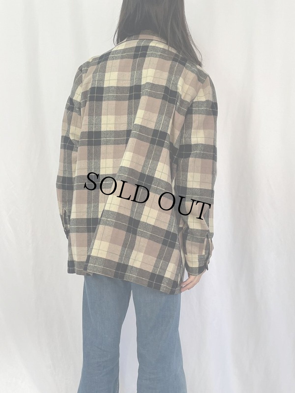 画像4: 50's Vista Casuals チェック柄 ウールテーラードジャケット XL (4)