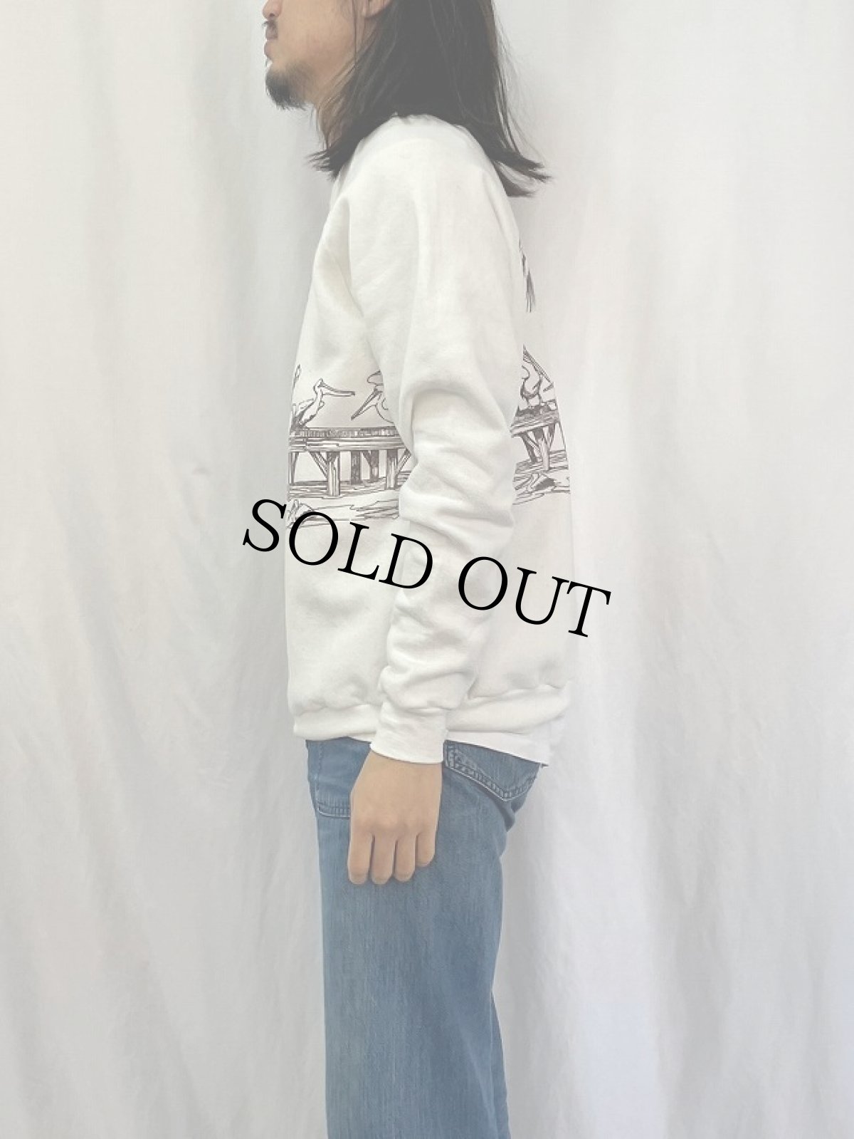 画像3: 80's USA製 鳥 巻きプリント ラグランスウェット XL (3)