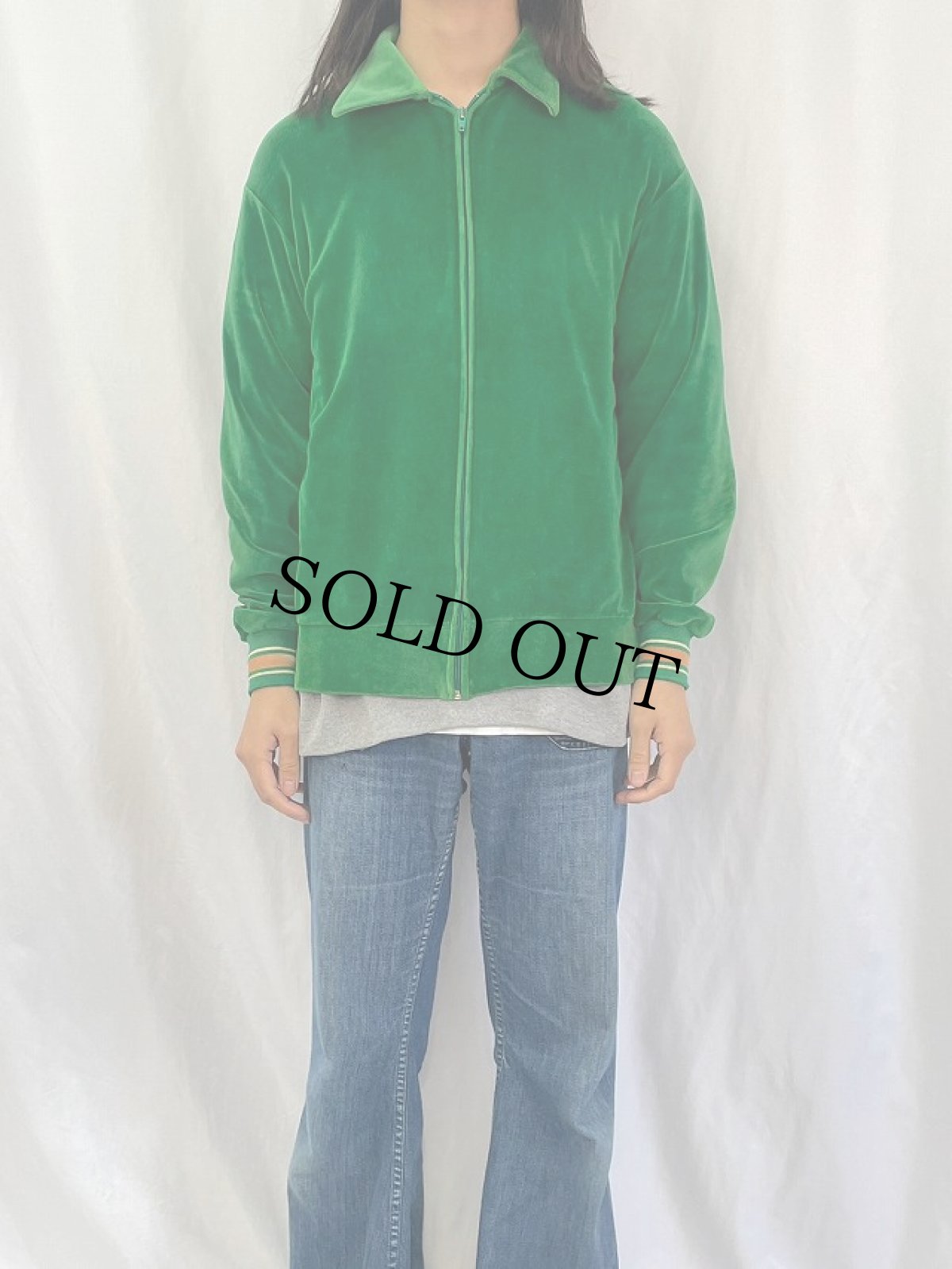 画像2: DUNLOP CANADA製 ベロアジップジャケット L (2)