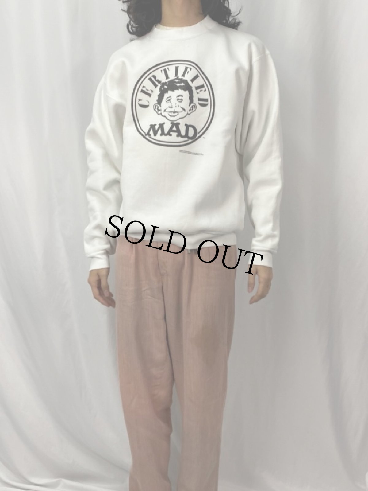 画像2: 90's MAD USA製 "ALFRED E.NEUMAN" キャラクタープリントスウェット L (2)