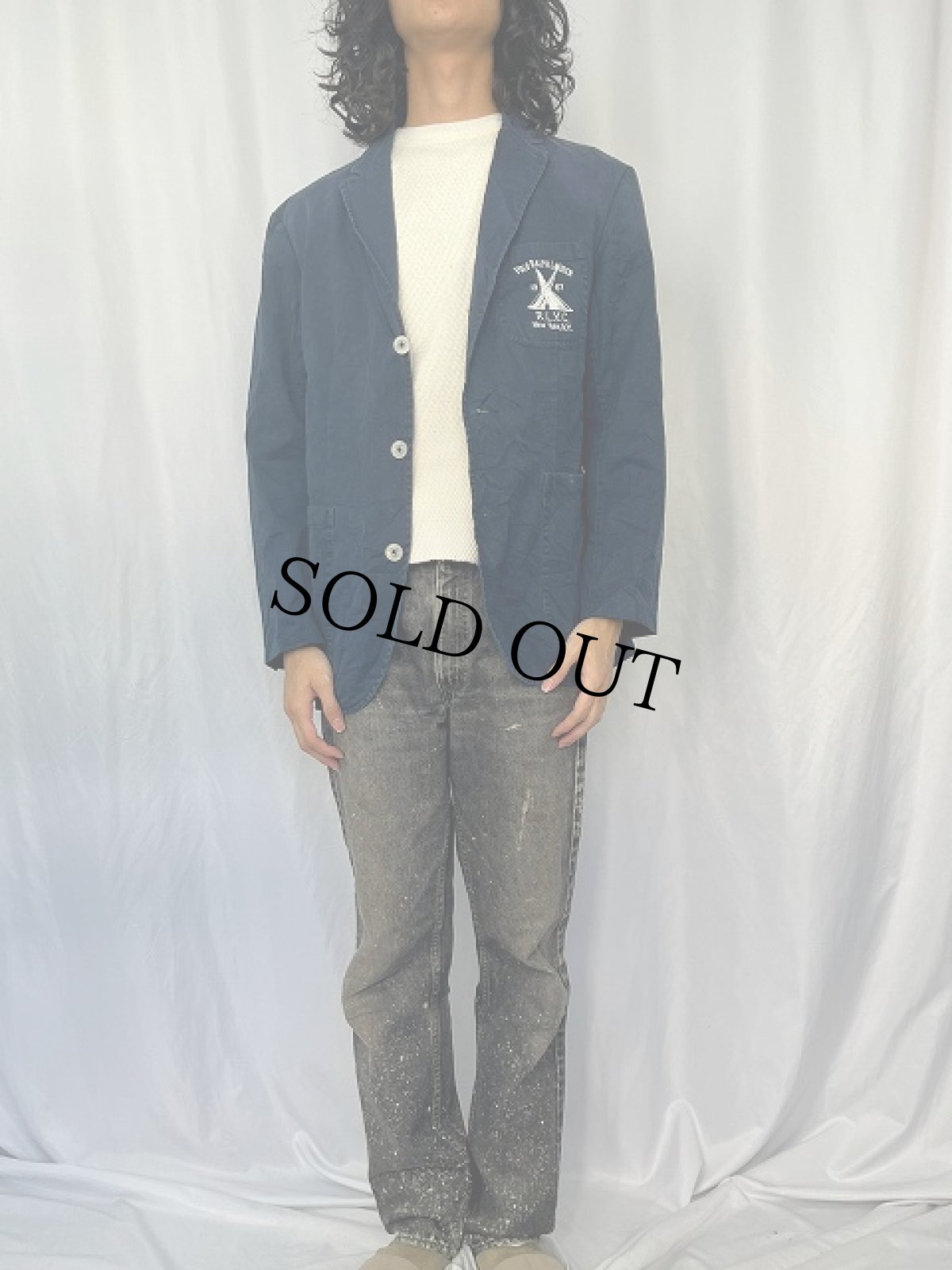 画像2: POLO Ralph Lauren 刺繍入り コットンテーラードジャケット M (2)