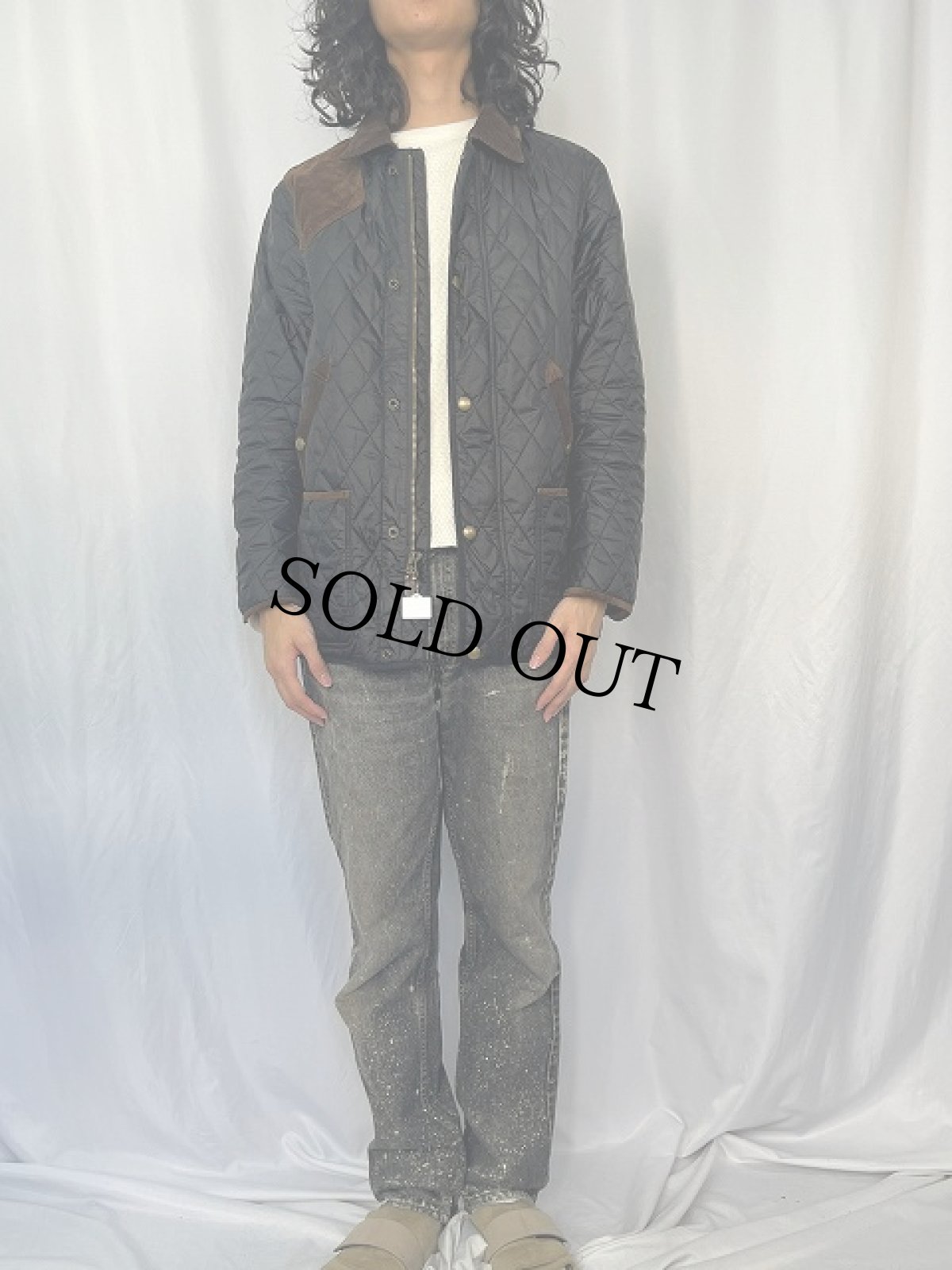 画像2: POLO Ralph Lauren スエード切り替え キルティングジャケット (2)