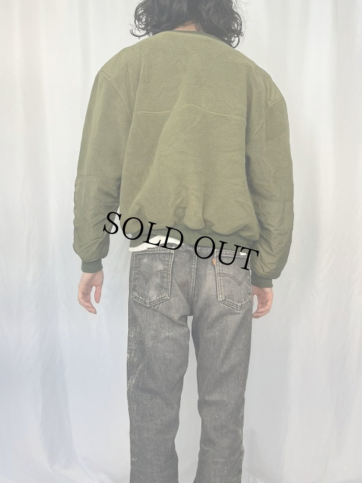 画像4: 〜90's Cabela's CANADA製 ナイロン切り替え ヘンリーネック フリースプルオーバー L (4)