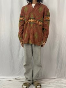 画像2: 90's ORVIS ネイティブ柄 コットンシャツ L (2)