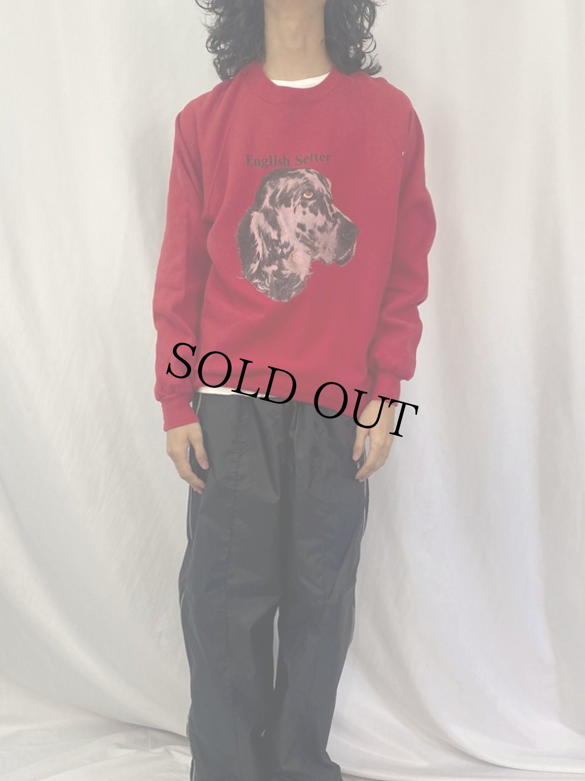 画像2: 90's USA製 "English Setter" 犬プリントスウェット 2X (2)