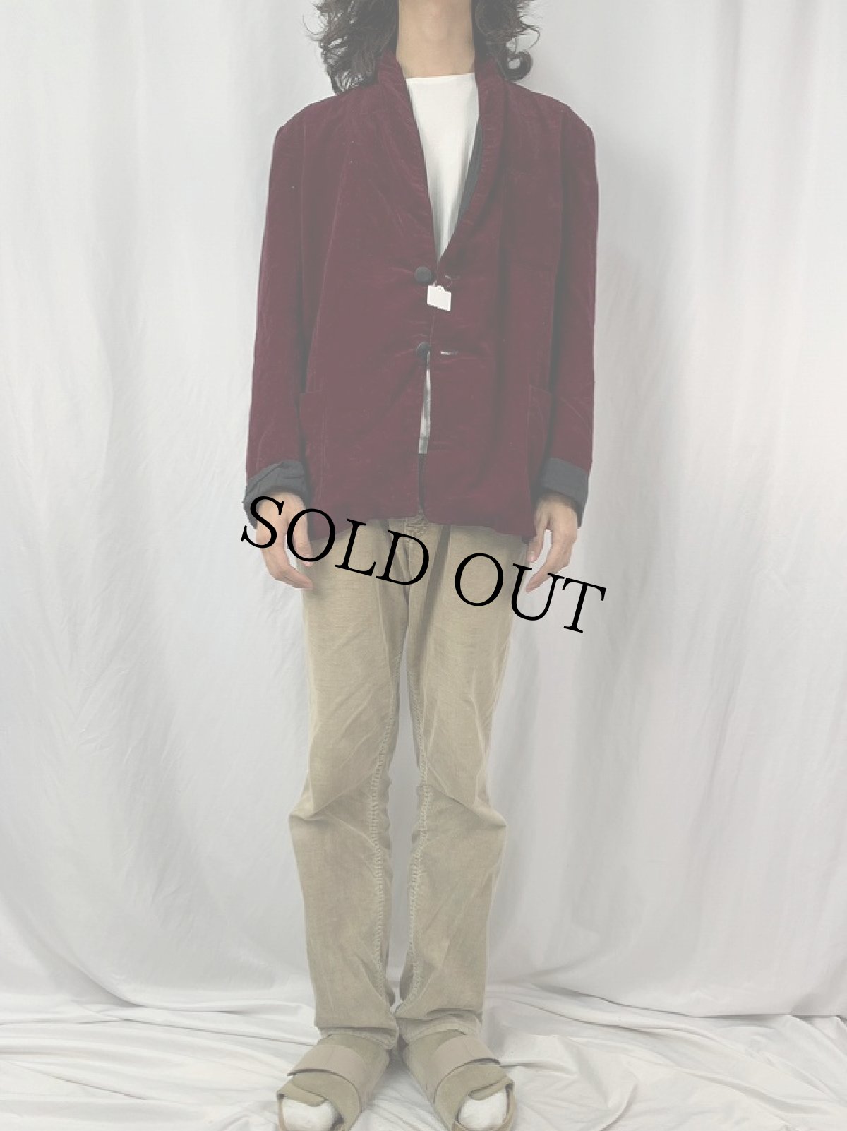 画像2: 50's Bonnington ベロアスモーキングジャケット SIZE42 (2)