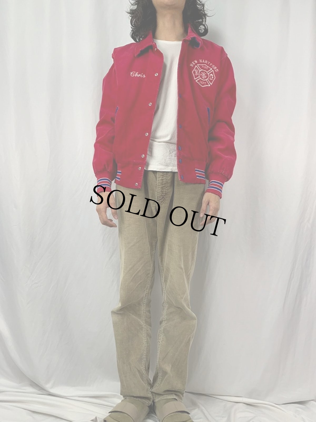 画像2: 80's WEST WIND USA製 刺繍入り コーデュロイスタジャン L (2)