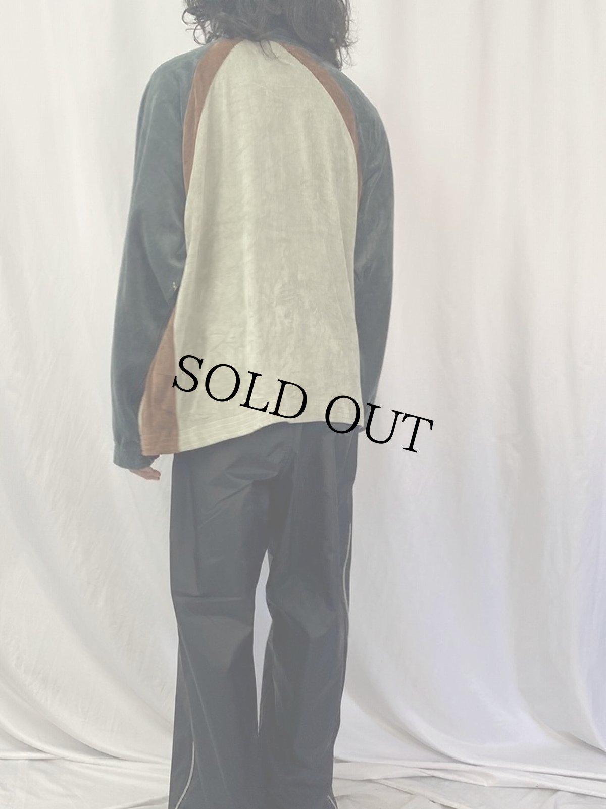 画像4: ADOLFO SPORT 切り替えデザイン ベロアジップジャケット M (4)