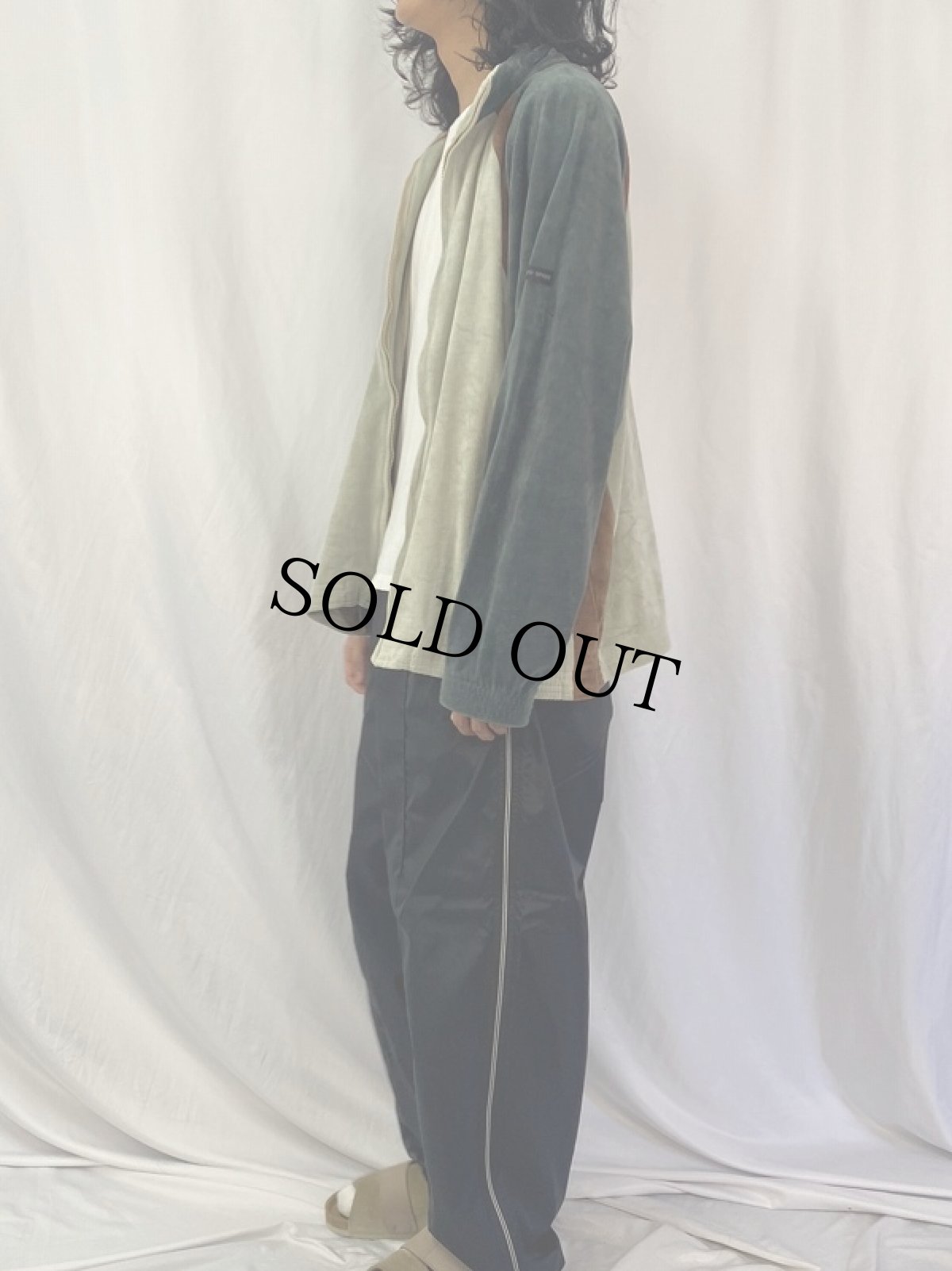 画像3: ADOLFO SPORT 切り替えデザイン ベロアジップジャケット M (3)