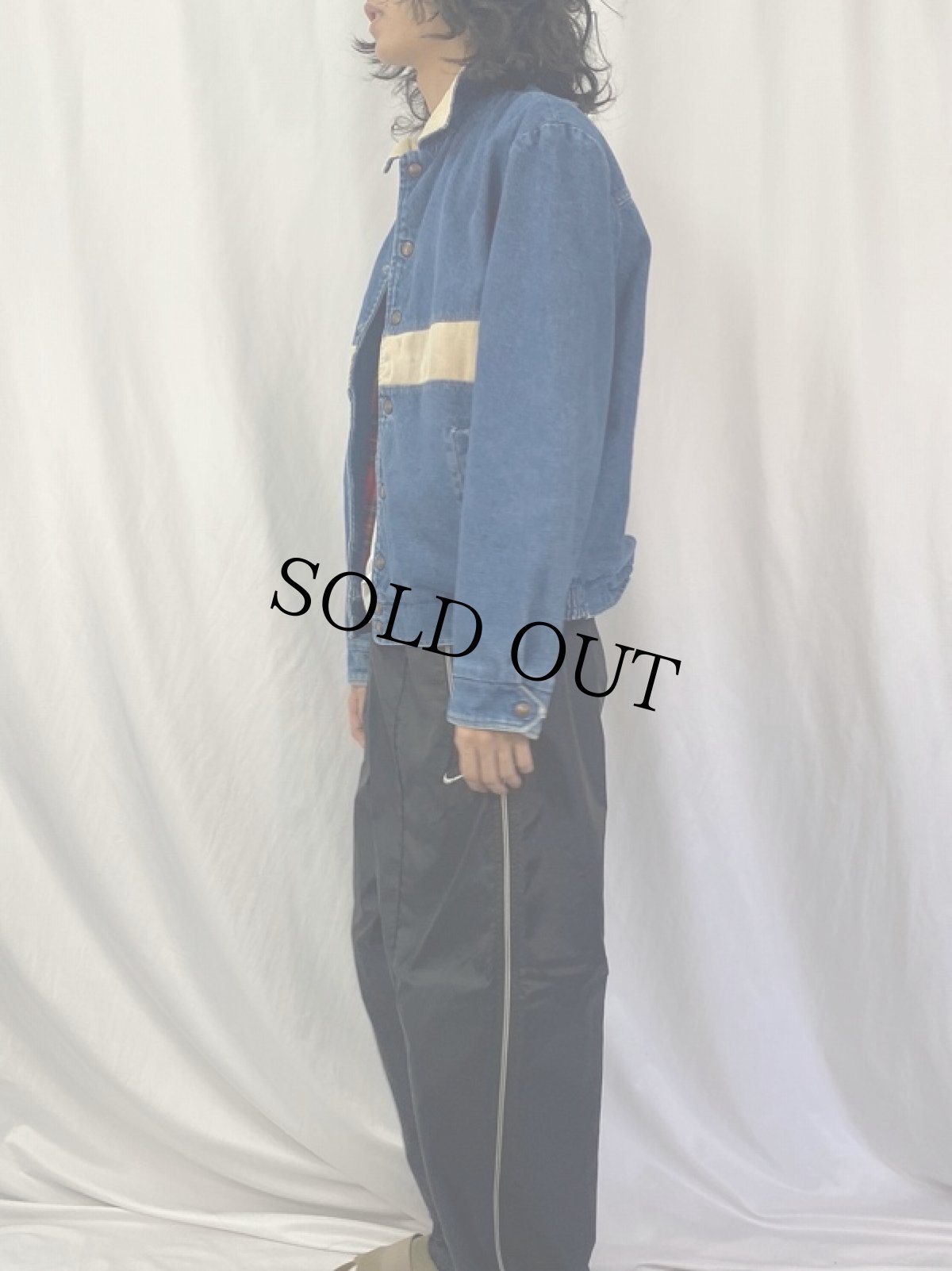 画像3: 80's K-BRAND USA製 コーデュロイ切り替え デニムジャケット L (3)