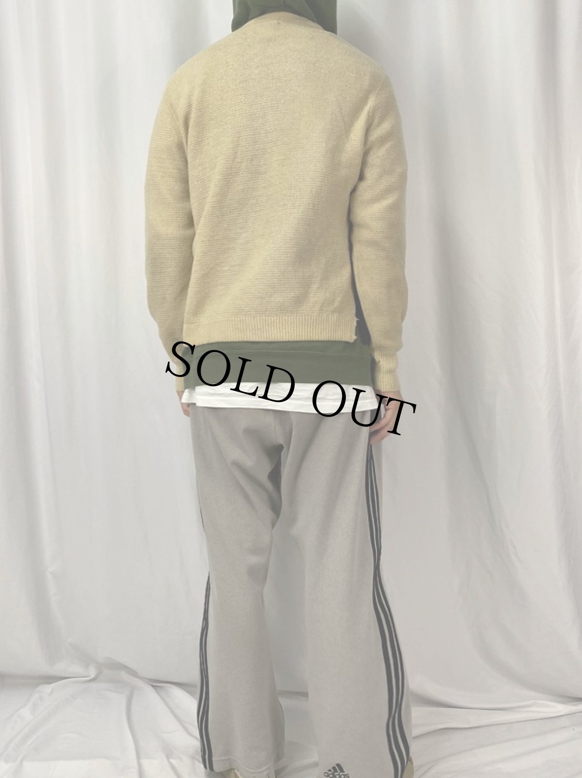 画像4: 60's RobScot ストライプ柄 アルパカウール ニットカーディガン L (4)