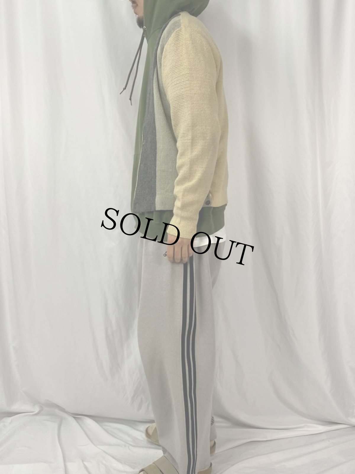 画像3: 60's RobScot ストライプ柄 アルパカウール ニットカーディガン L (3)