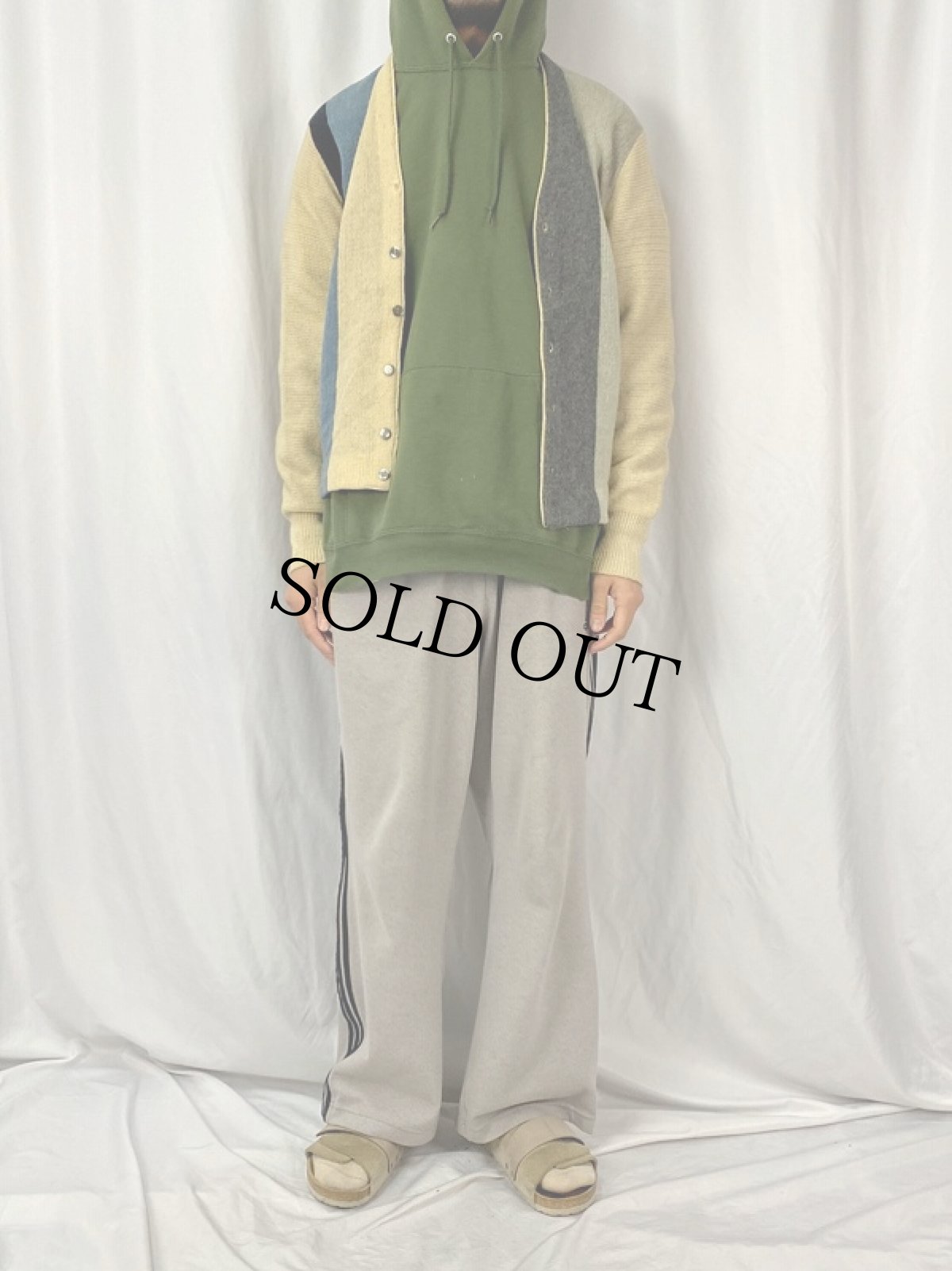 画像2: 60's RobScot ストライプ柄 アルパカウール ニットカーディガン L (2)