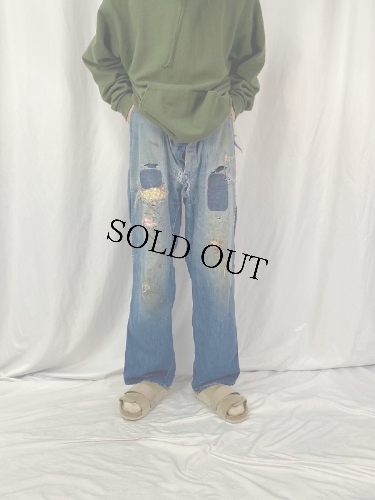 画像2: 40's U.S.NAVY デニムワークトラウザーズ W37 (2)