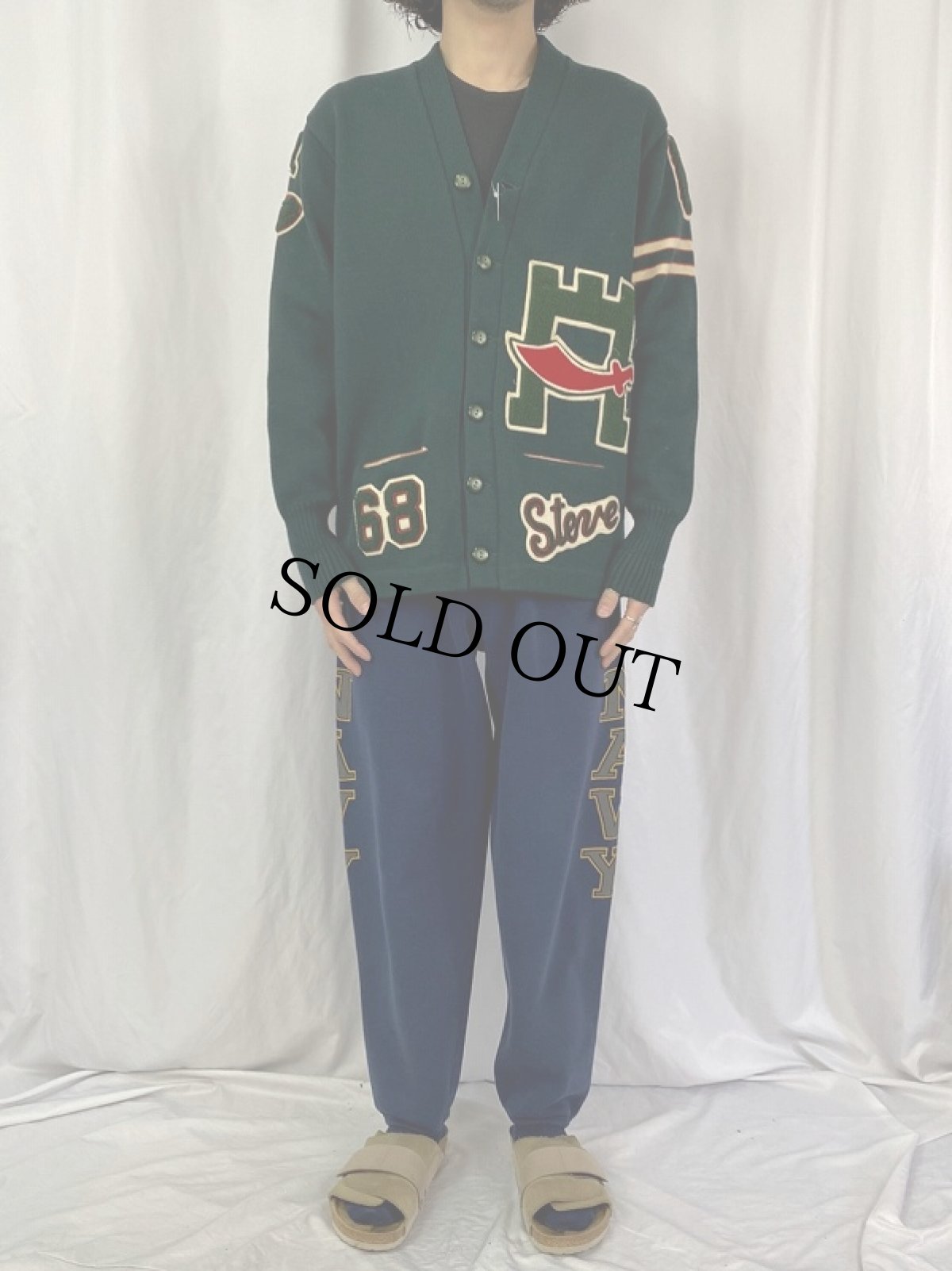 画像2: 60's Whiting ワッペン付き レタードカーディガン (2)