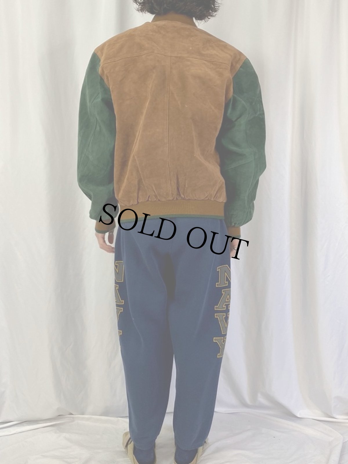 画像4: 〜90's 切り替えデザイン スエードレザージャケット L (4)