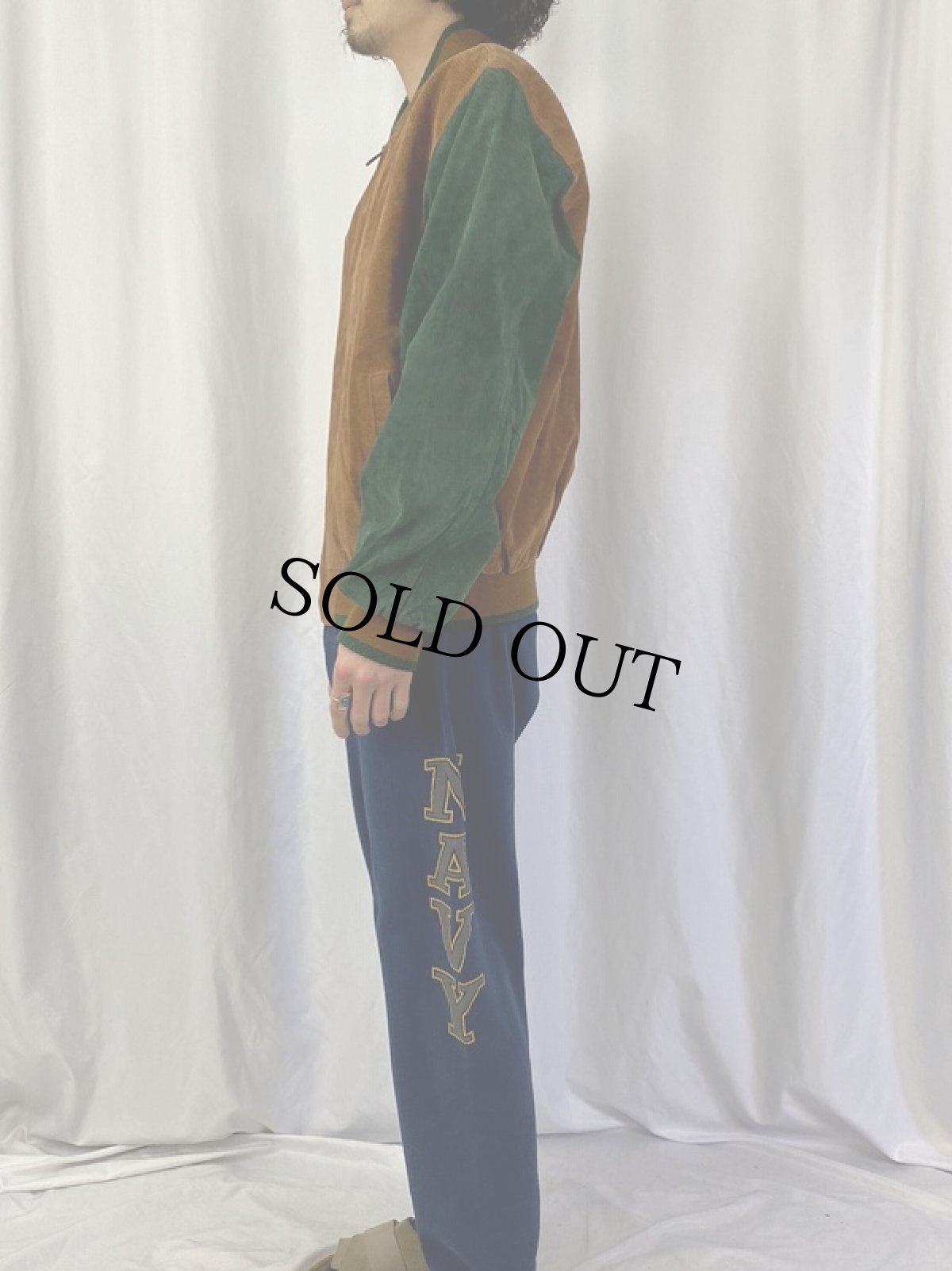 画像3: 〜90's 切り替えデザイン スエードレザージャケット L (3)