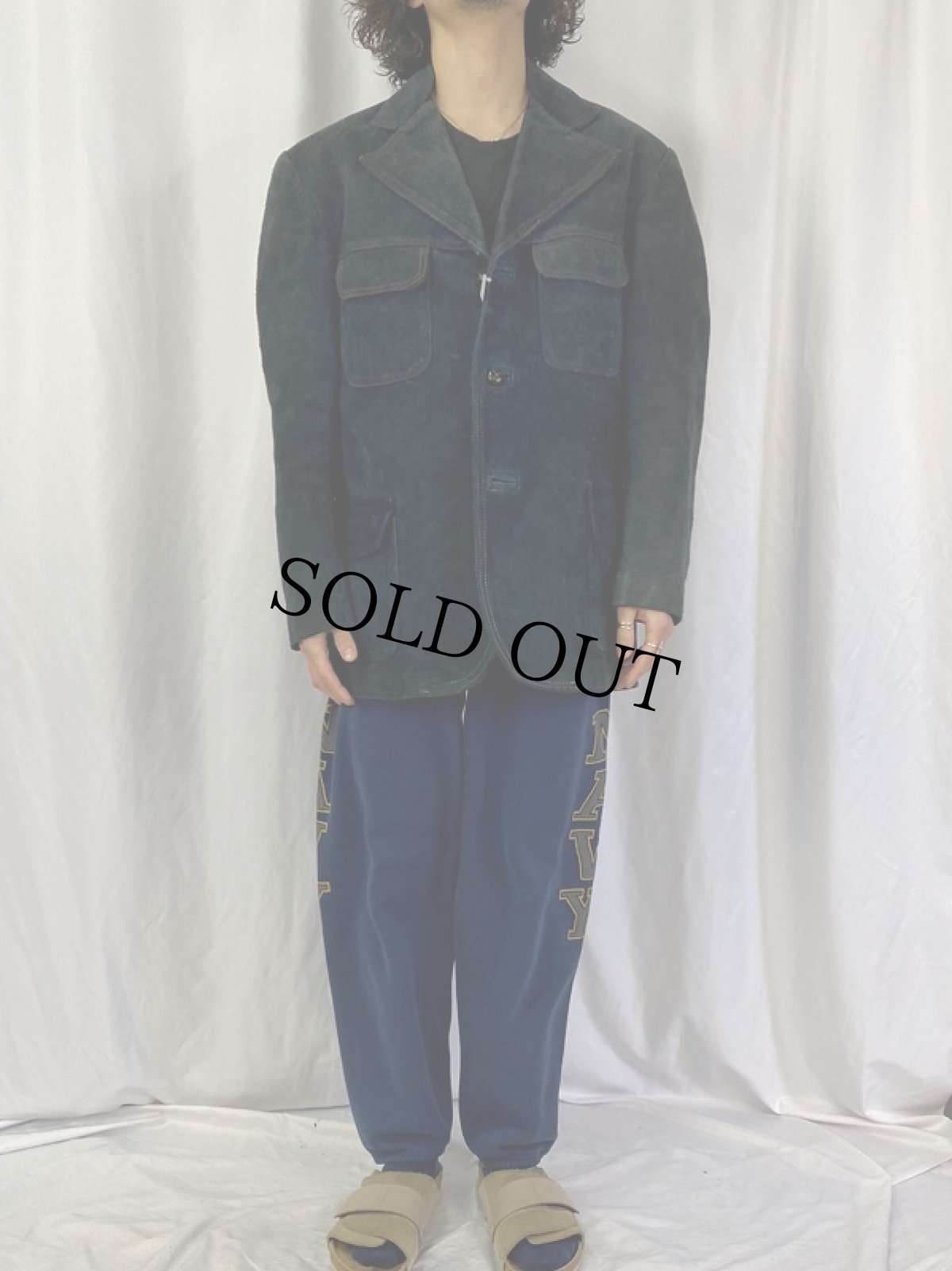 画像2: 60〜70's スエードテーラードジャケット (2)