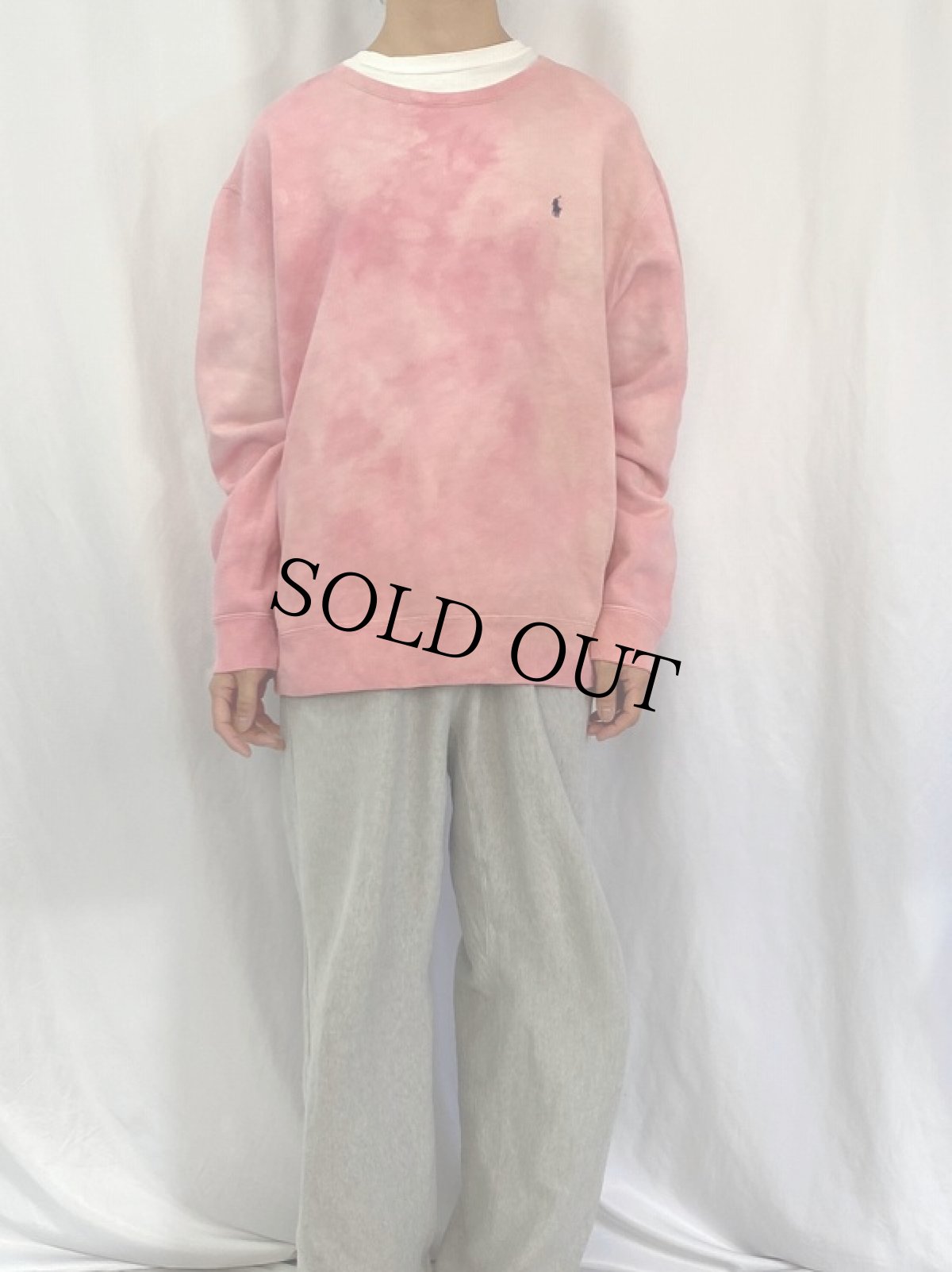 画像2: 90's POLO Ralph Lauren USA製 ロゴ刺繍 タイダイ染めスウェット XXL (2)