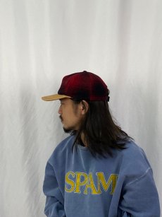 画像3: 90's PENDLETON USA製 レザー切り替え ウールキャップ ONE SIZE (3)