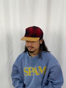 画像2: 90's PENDLETON USA製 レザー切り替え ウールキャップ ONE SIZE (2)