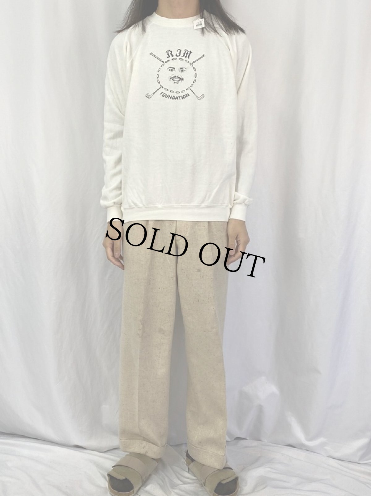 画像3: 80's USA製 "RIM FOUNDATION" プリントラグランスウェット XL (3)