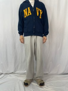 画像2: 90's SOFEE "NAVY" スウェットジップパーカー L (2)