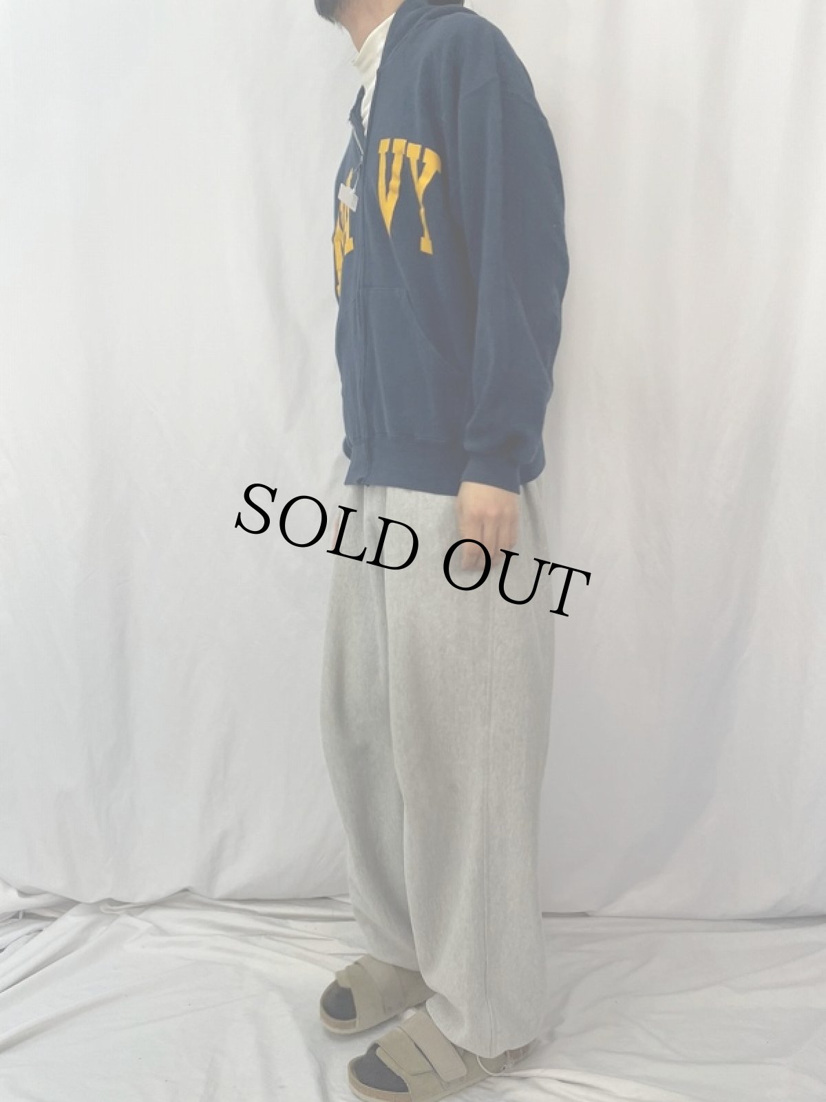 画像3: 90's SOFEE "NAVY" スウェットジップパーカー L (3)