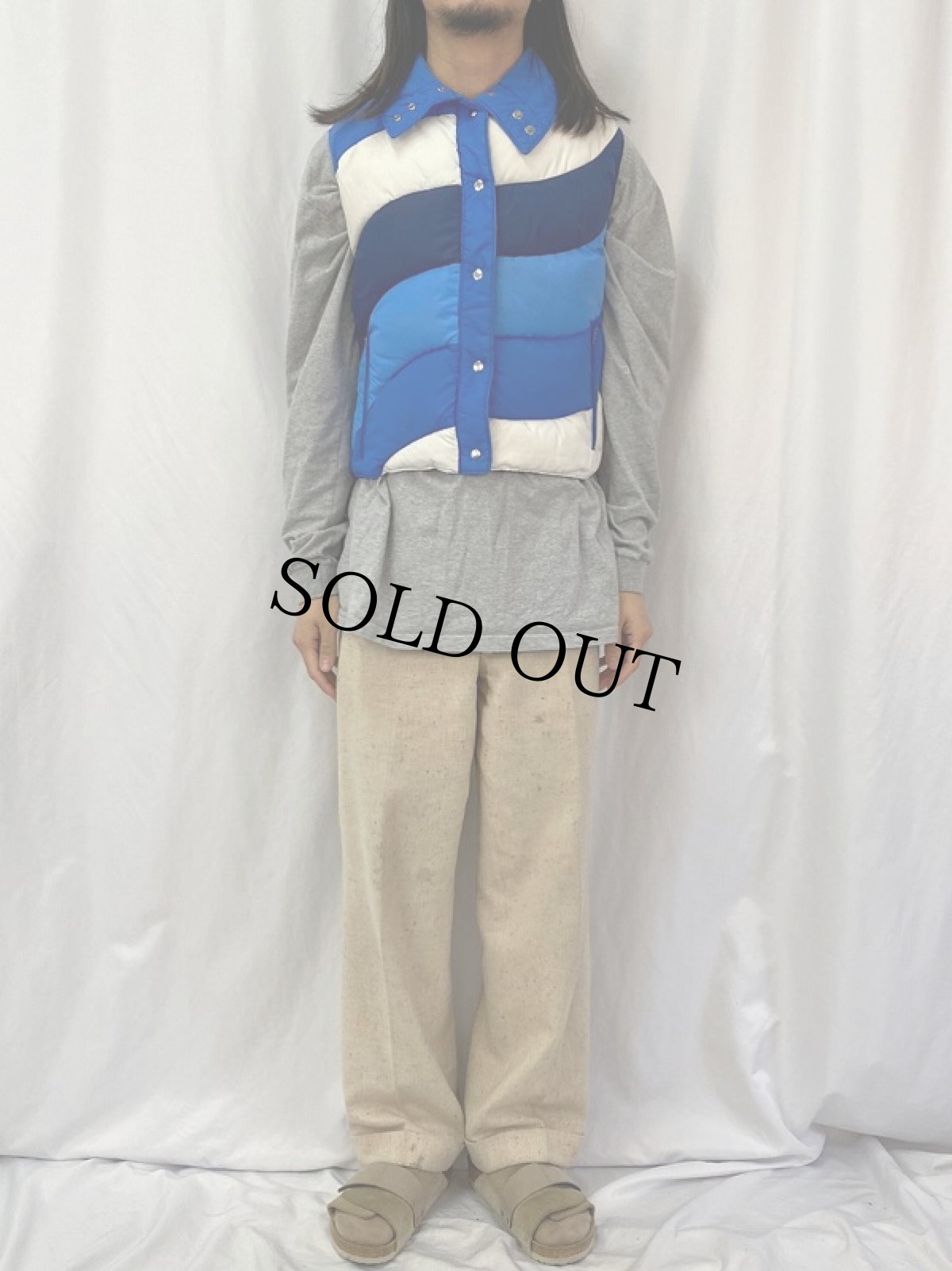 画像2: 70〜80's MOUNTAIN GOAT 切り替えデザイン ナイロンダウンベスト M (2)