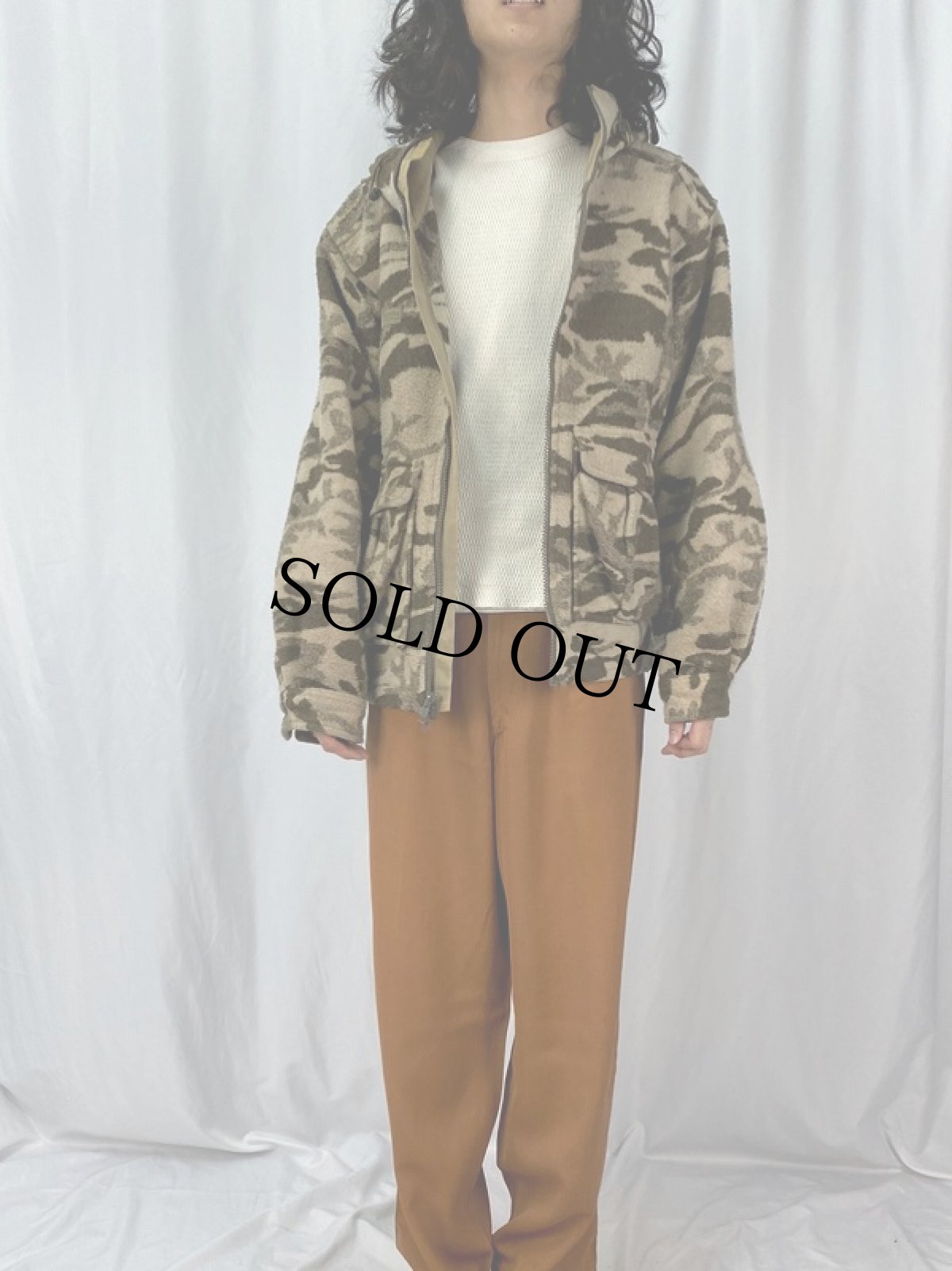 画像2: 90's Columbia ウッドランドカモ柄 フリースジップパーカー M (2)