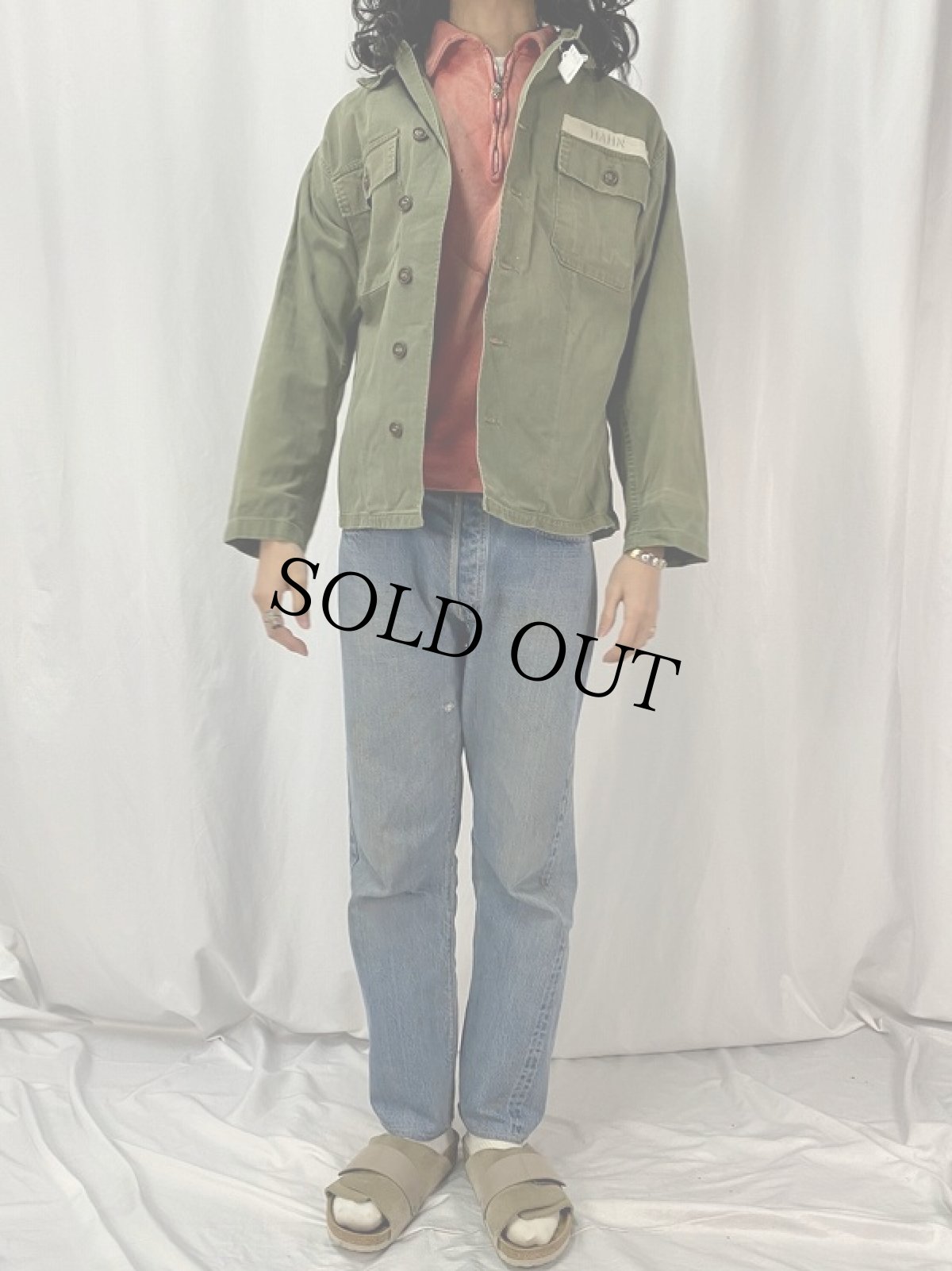 画像2: 40〜50's U.S.ARMY M-47 HBT ユーティリティシャツ (2)