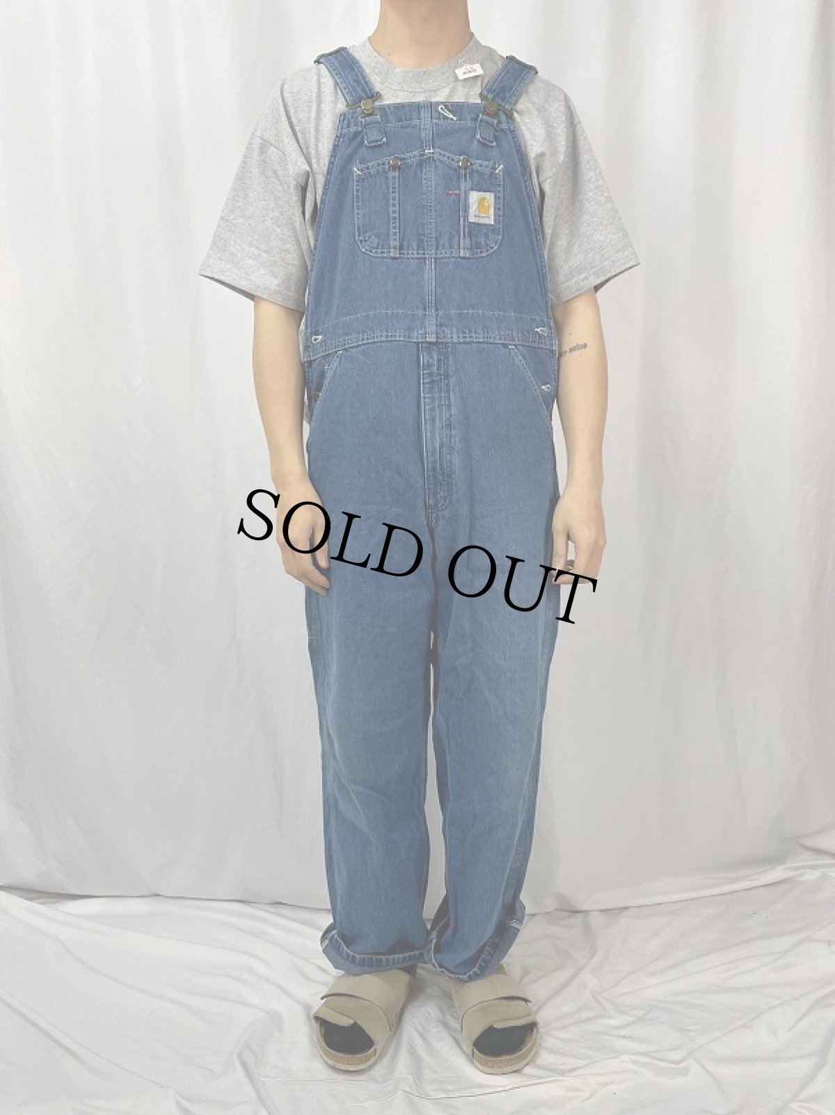 画像2: Carhartt デニムオーバーオール W35 (2)