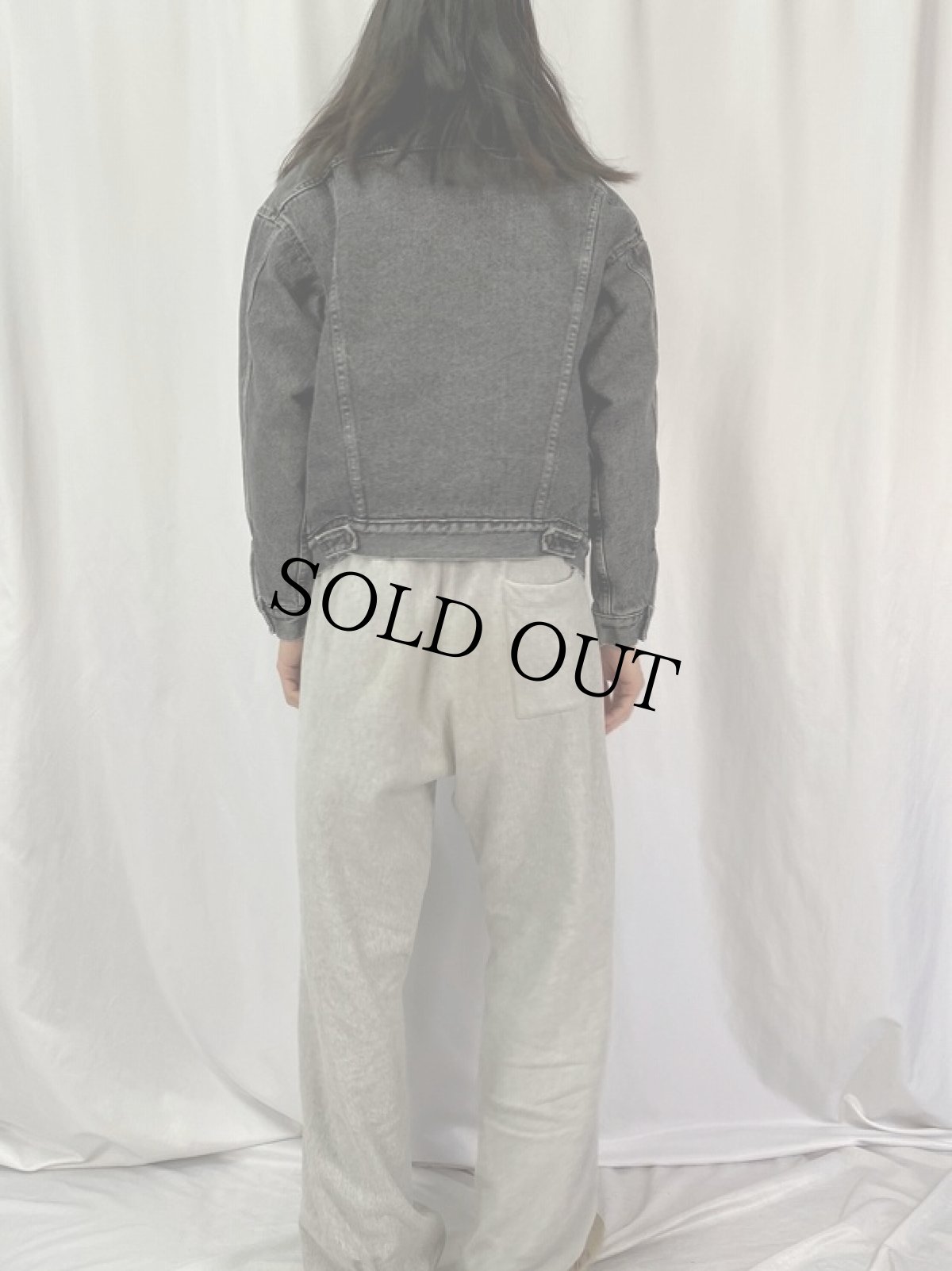 画像4: 90's Leivi's 70609 USA製 ブラックデニム ボアジャケット M (4)