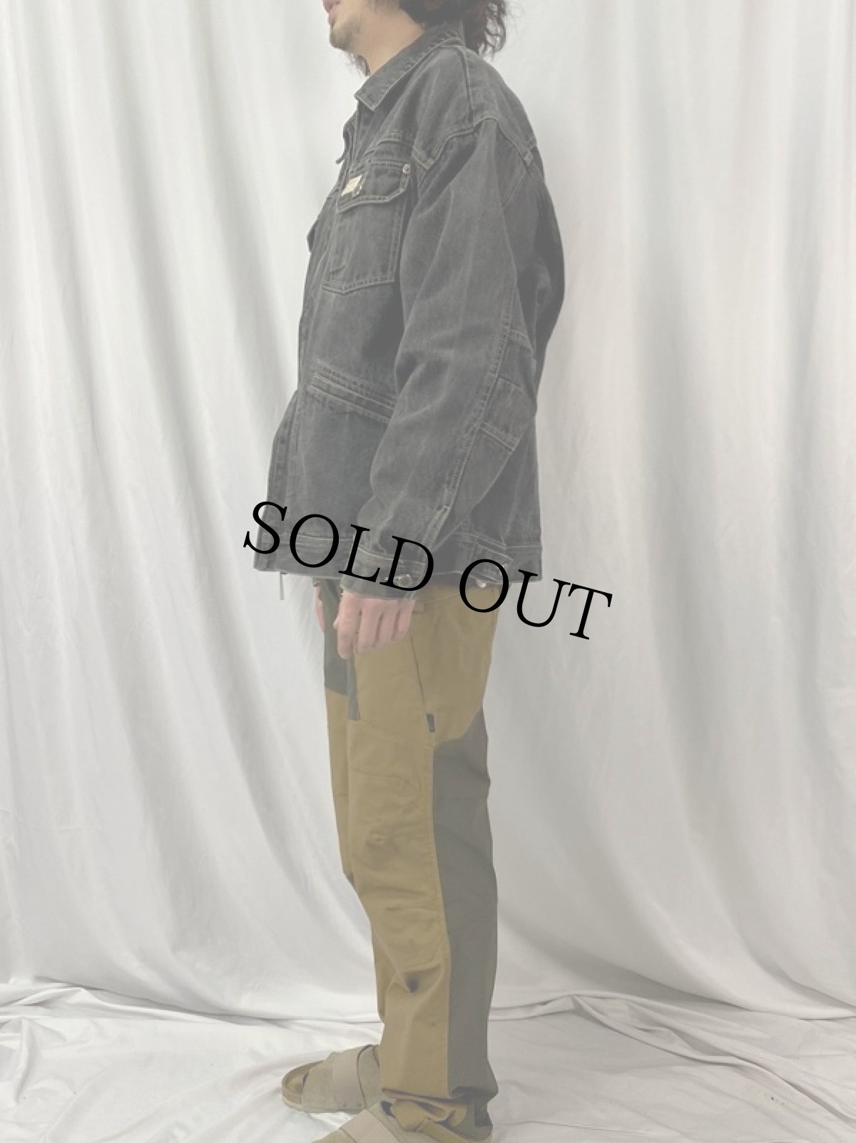 画像3: ROCAWEAR ブラックデニムジャケット XL (3)