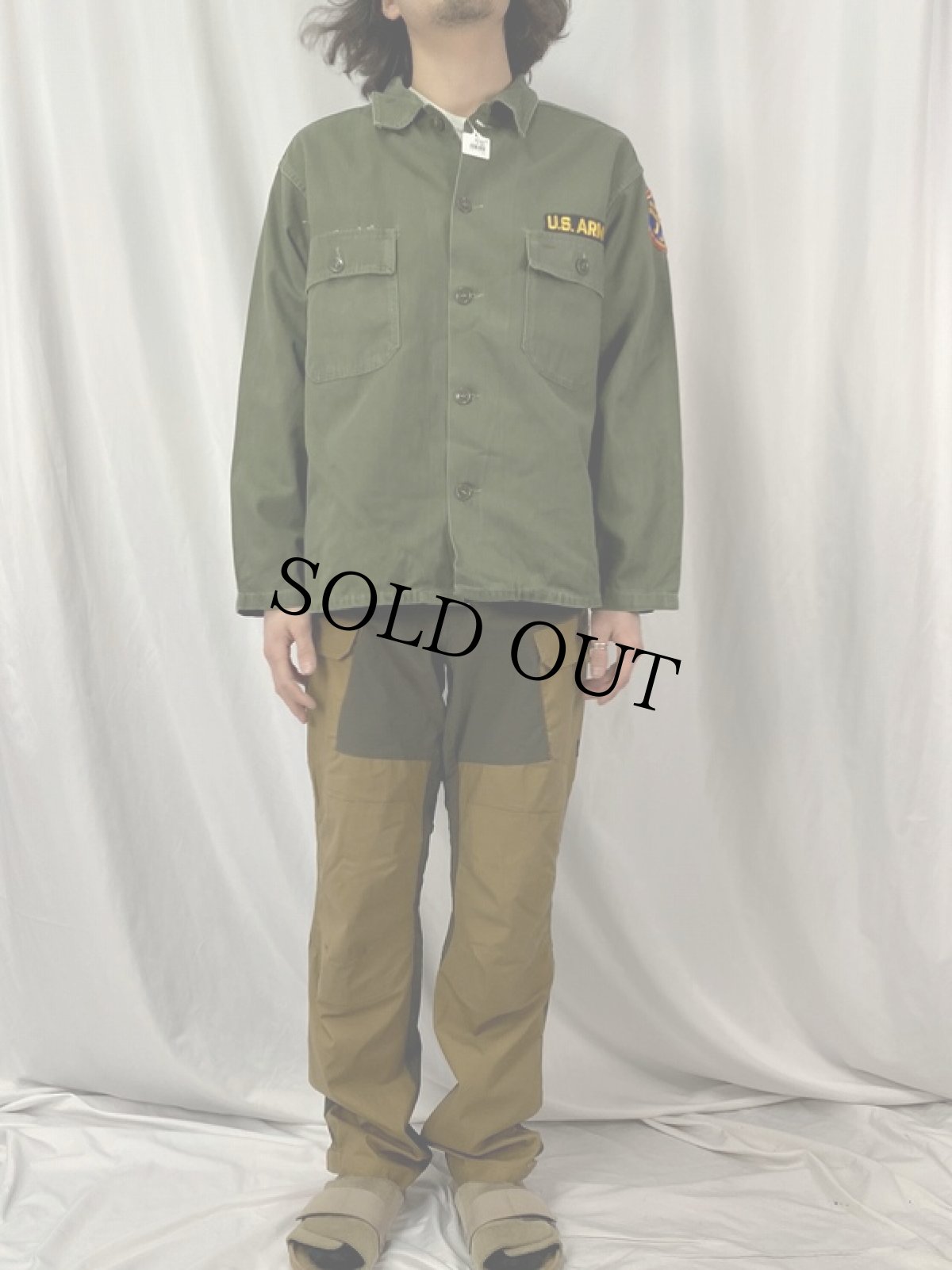 画像2: 60's US.ARMY ユーティリティシャツ 1st  パッチ付き  (2)