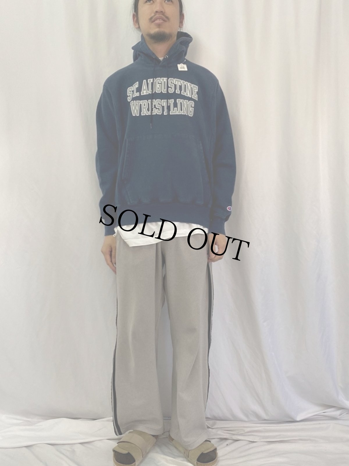 画像2: 00's Champion REVERSE WEAVE "ST.AUGUSTINE WRESTLING" プリントスウェットフーディー S (2)