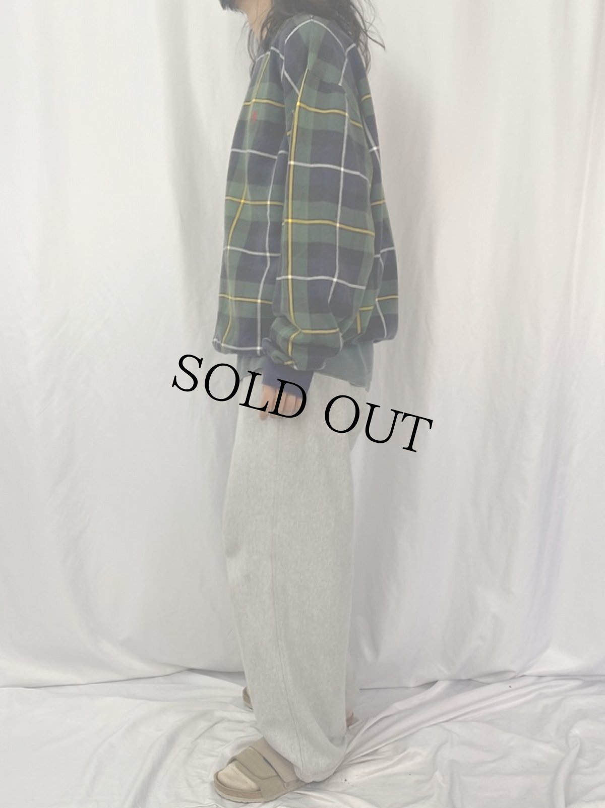 画像3: 90's〜 POLO Ralph Lauren ロゴ刺繍 チェック柄 スウェット XL (3)