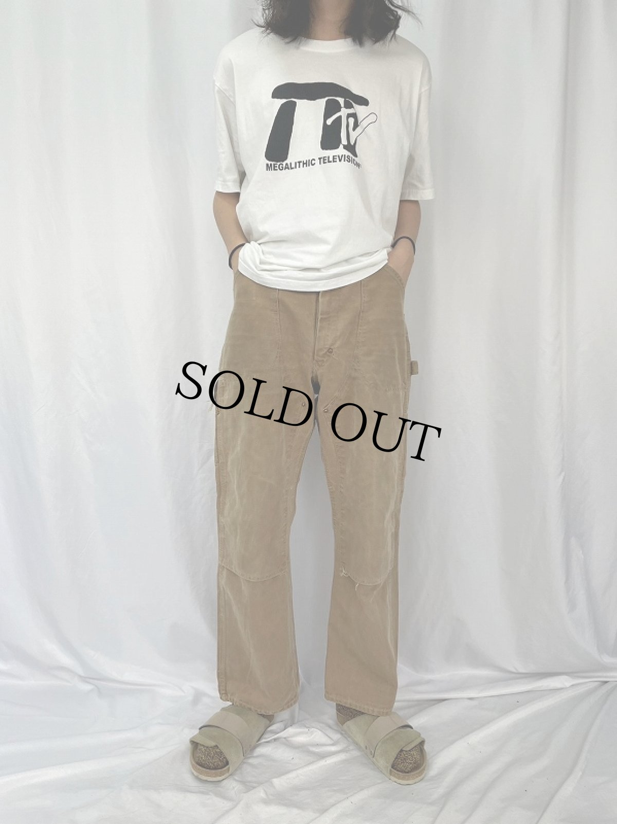 画像2: 70's Carhartt プリントタグ ダブルニー ダックペインターパンツ W35 (2)