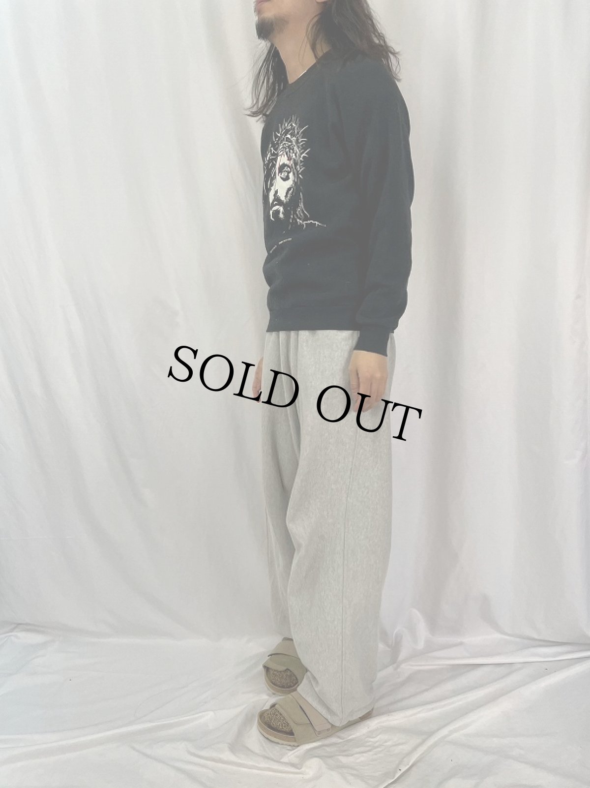 画像4: 80's USA製 Jesus Christ ジーザスプリント ラグランスウェット L (4)