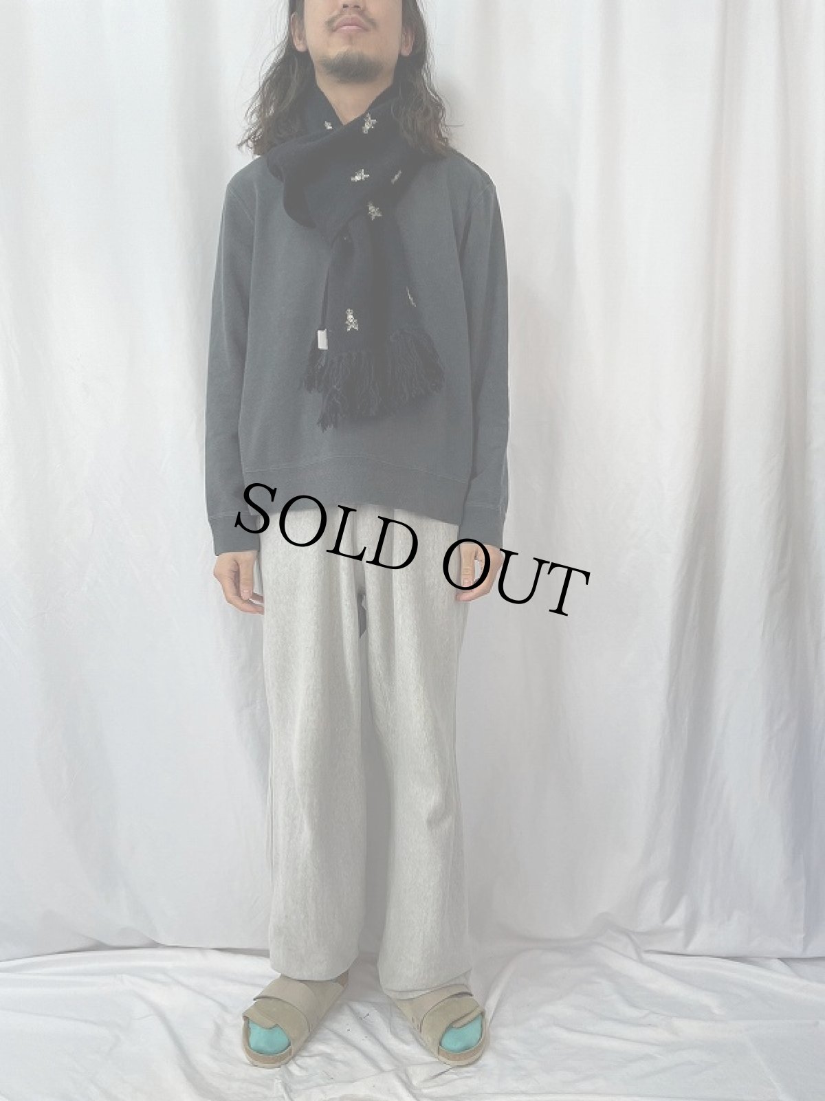 画像2: RALPH LAUREN RUGBY スカル刺繍 ウールマフラー (2)