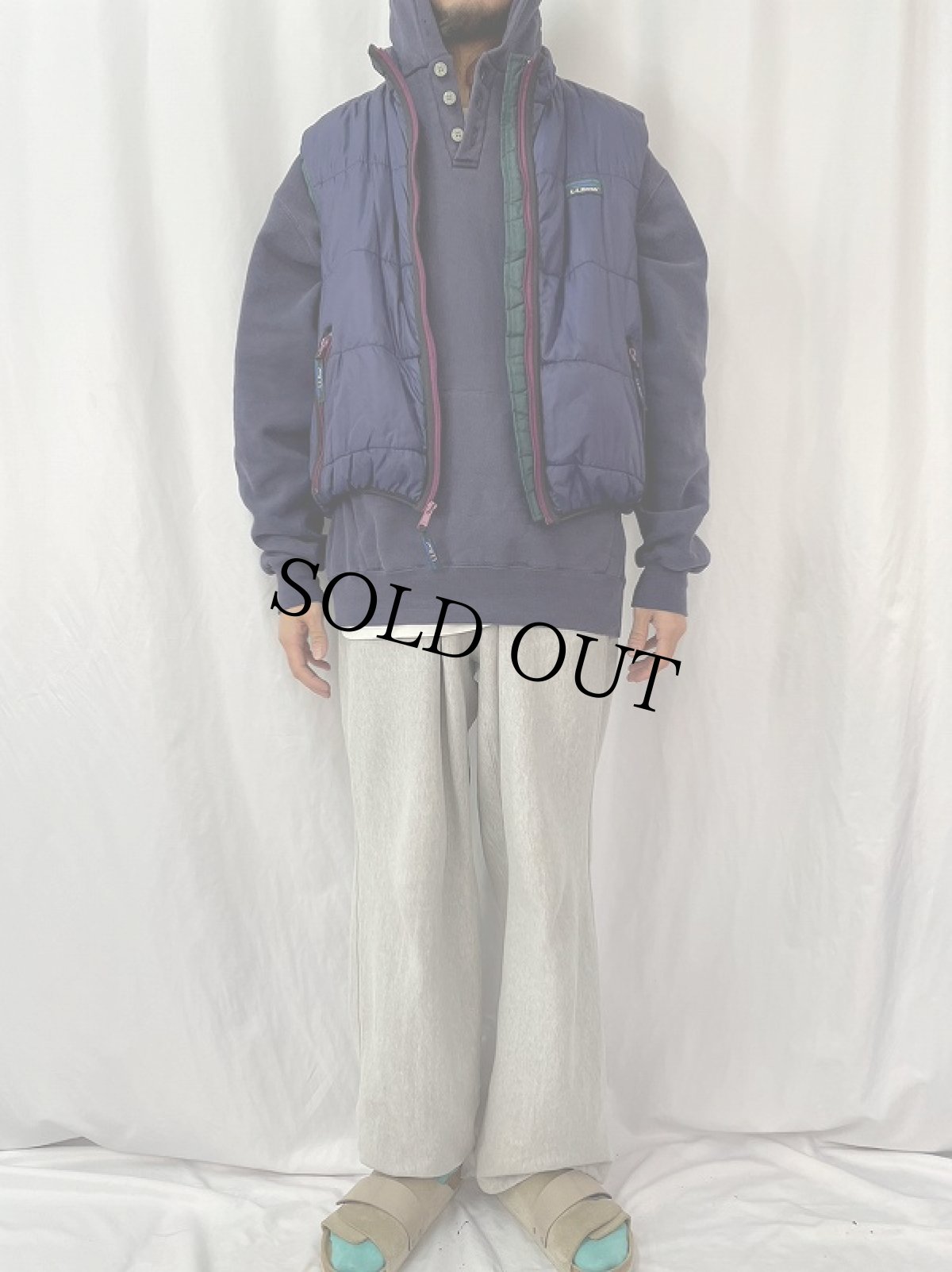 画像2: 80〜90's L.L.Bean USA製 パッカブル 中綿入り ナイロンベスト XL (2)